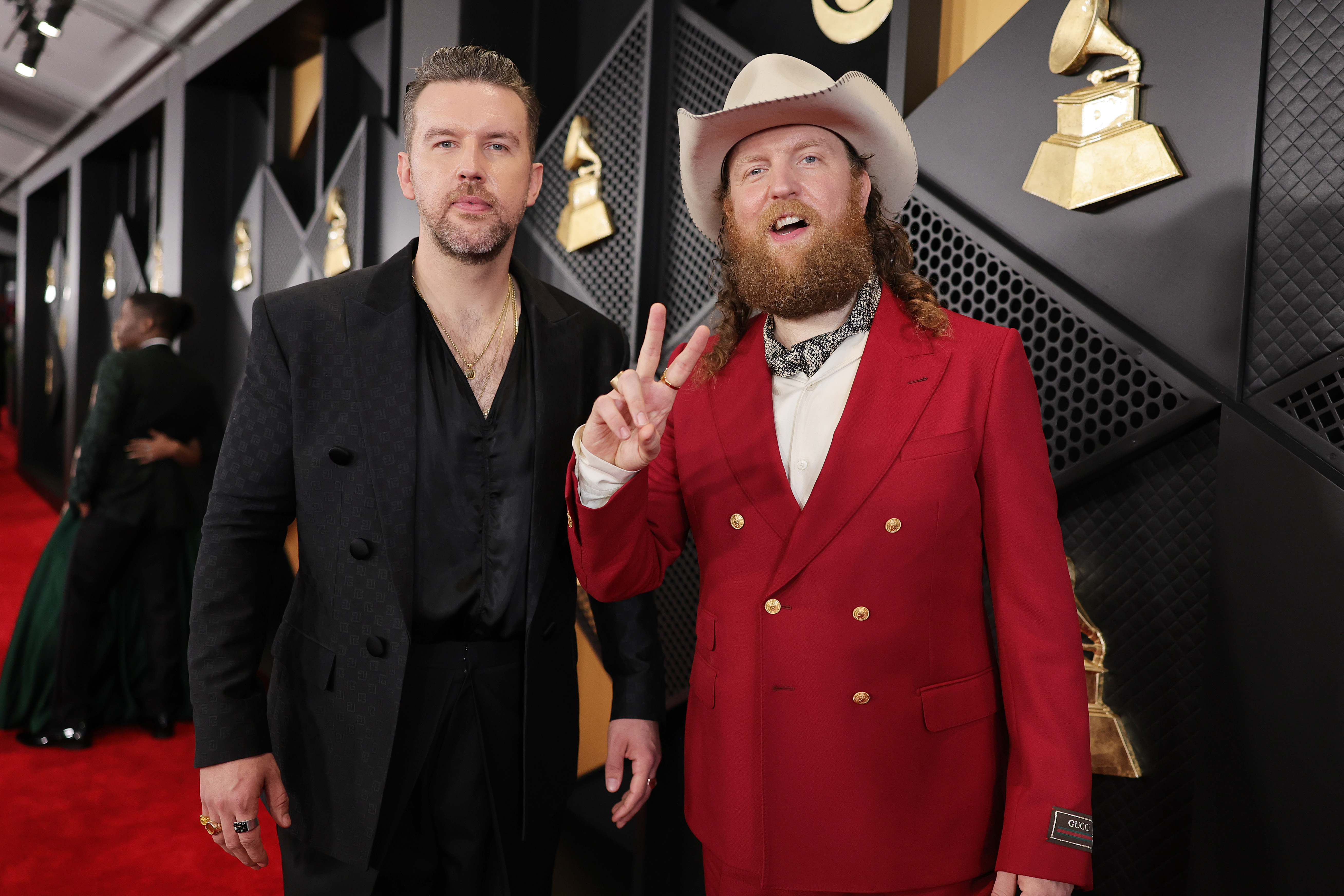 LOS ANGELES, CALIFORNIA - FEBRUARY 04: (L-R) T.J. Osborne and John Osborne of Brothers Osborne attend the 66th GRAMMY Awards at Crypto.com Arena on February 04, 2024 in Los Angeles, California.