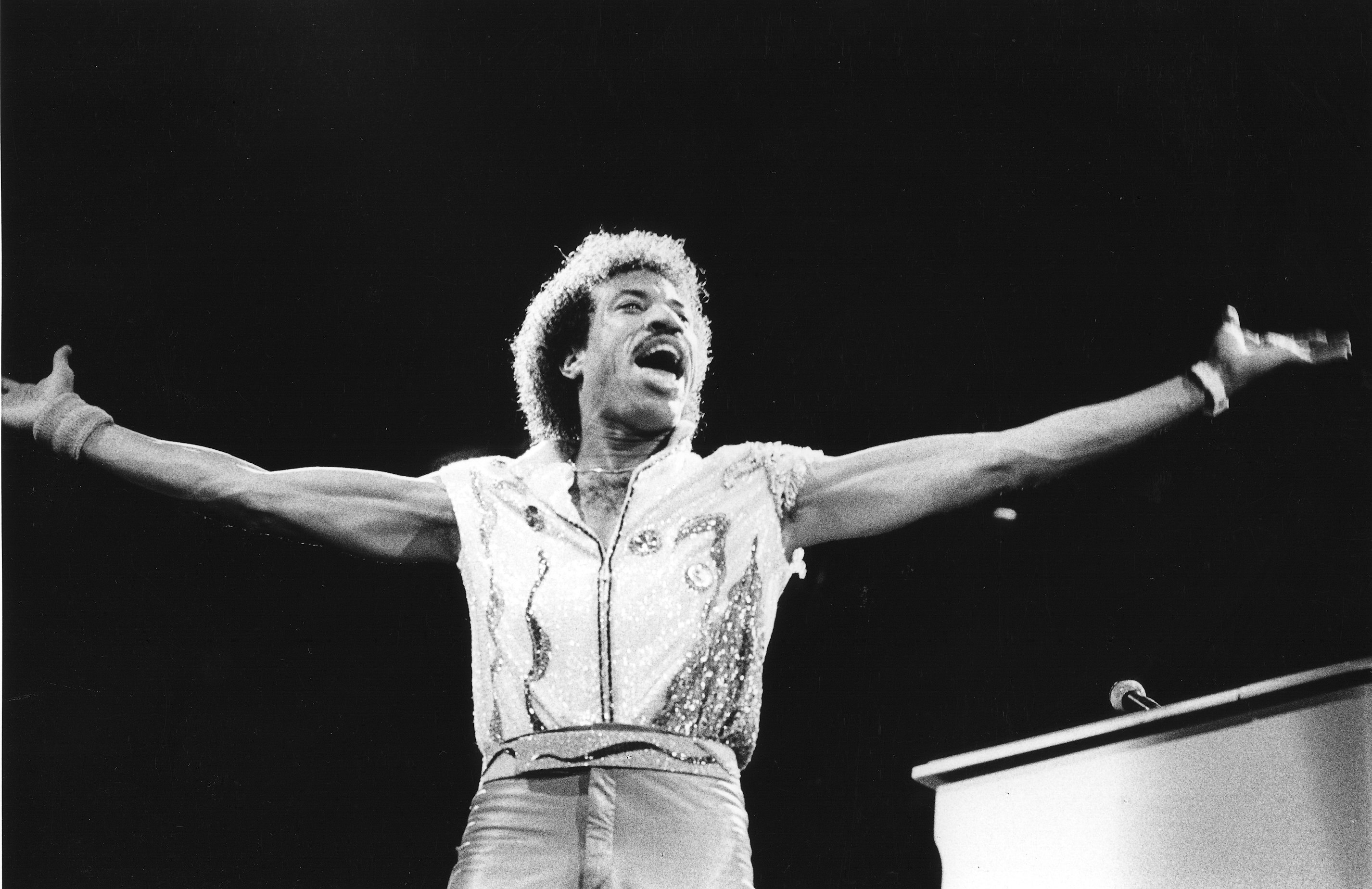 Lionel Richie performs at the Grammy Awards at the Shrine Auditorium at 1983 in Los Angeles.