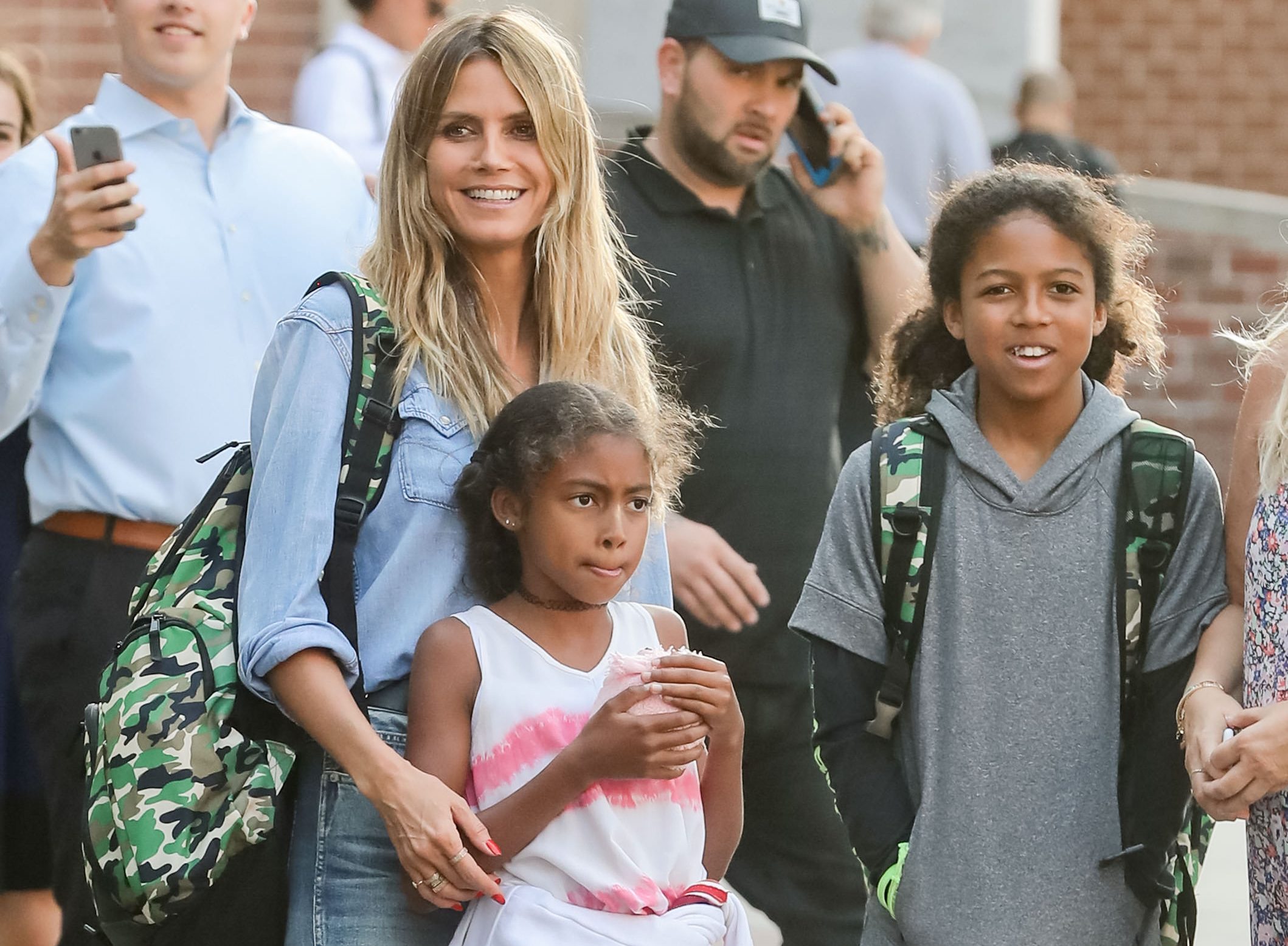 NEW YORK, NY - JUNE 26: Heidi Klum and her children Johan (R) and Lou are seen on June 26, 2018 in New York City. (Photo by Ignat/Bauer-Griffin/GC Images)