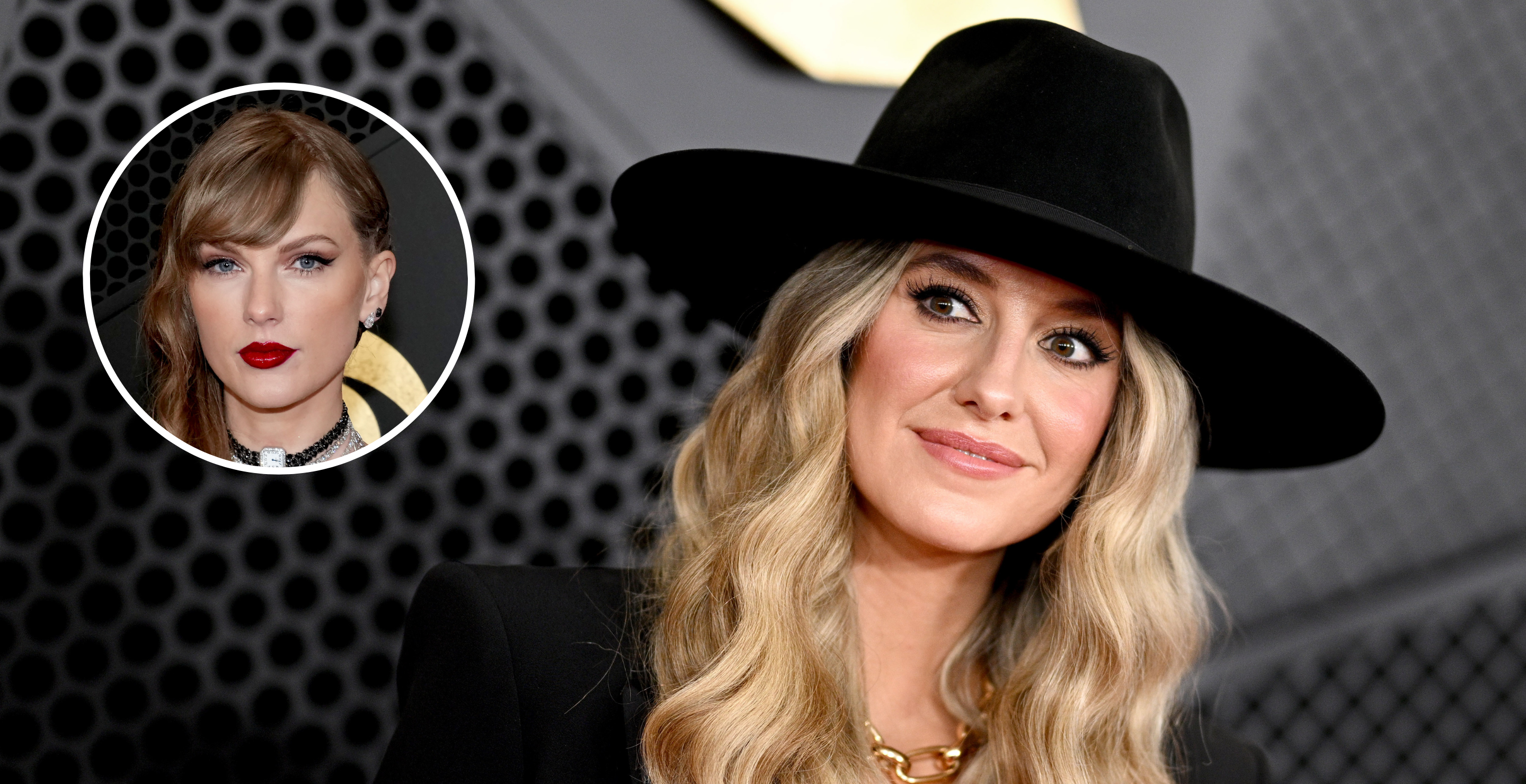 LOS ANGELES, CALIFORNIA - FEBRUARY 04: (FOR EDITORIAL USE ONLY) Lainey Wilson attends the 66th GRAMMY Awards at Crypto.com Arena on February 04, 2024 in Los Angeles, California and Taylor Swift attends the 66th GRAMMY Awards at Crypto.com Arena on February 04, 2024 in Los Angeles, California.