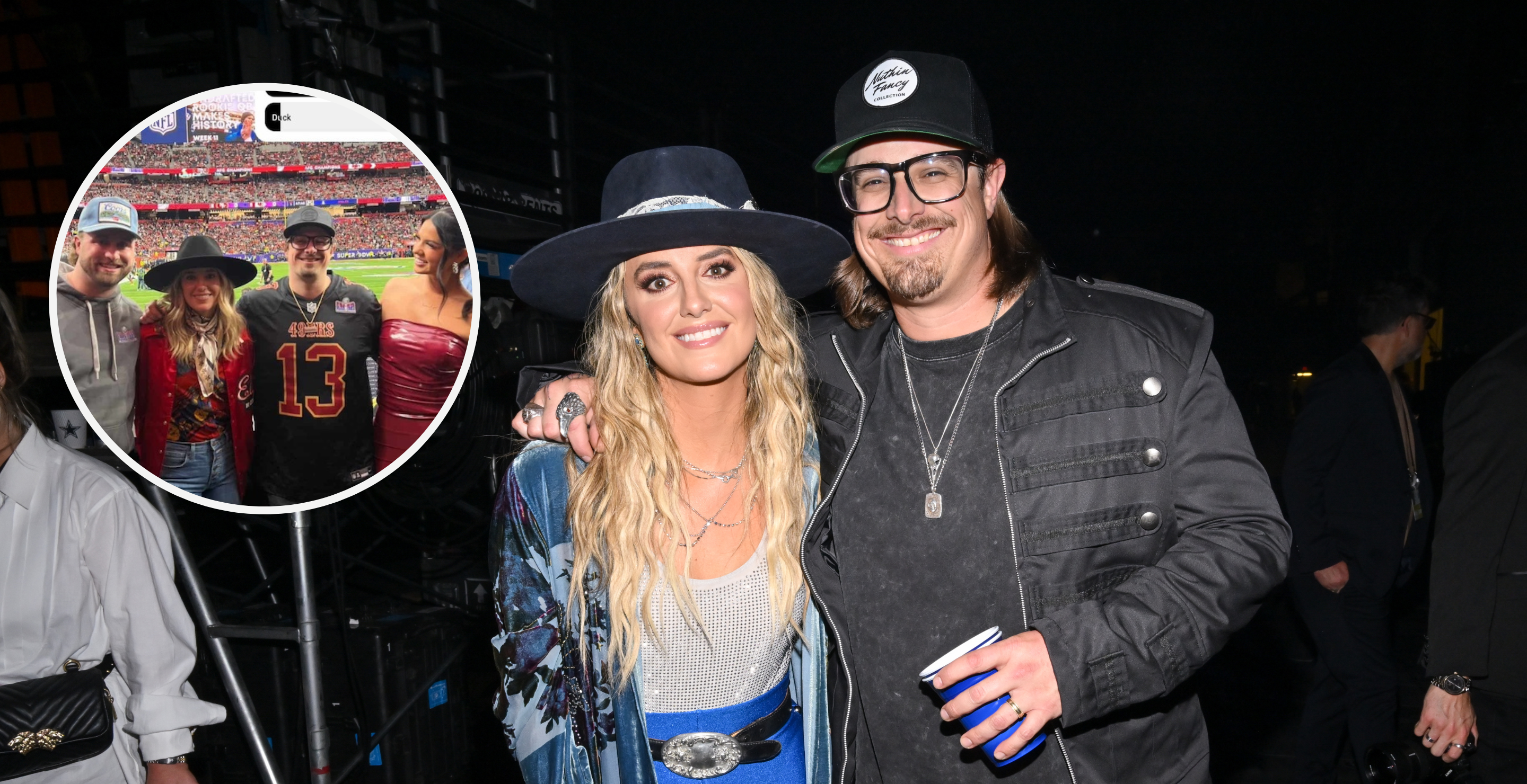 EXCLUSIVE ACCESS: Lainey Wilson and Hardy backstage at the 58th Academy of Country Music Awards from Ford Center at The Star on May 11, 2023 in Frisco, Texas and screengrab via Caleigh Hardy's Instagram.