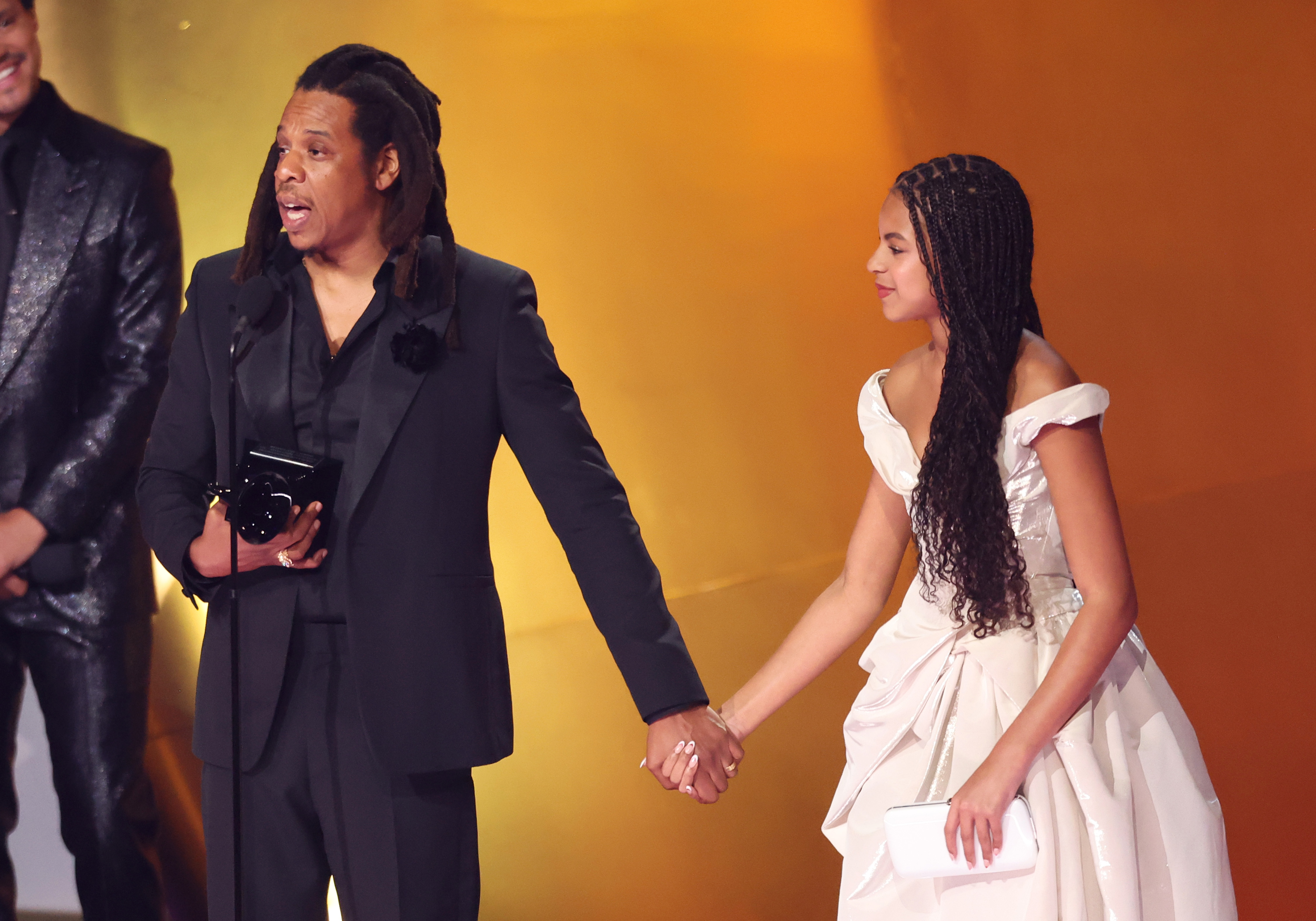 Jay-Z and Blue Ivy Carter accept the Dr. Dre Global Impact Award award onstage at the 66th Annual GRAMMY Awards held at Crypto.com Arena on February 4, 2024 in Los Angeles, California.
