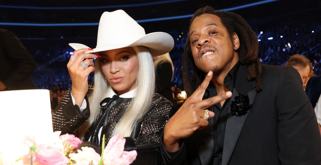 LOS ANGELES, CALIFORNIA - FEBRUARY 04: (L-R) Beyoncé and Jay-Z attend the 66th GRAMMY Awards at Crypto.com Arena on February 04, 2024 in Los Angeles, California.