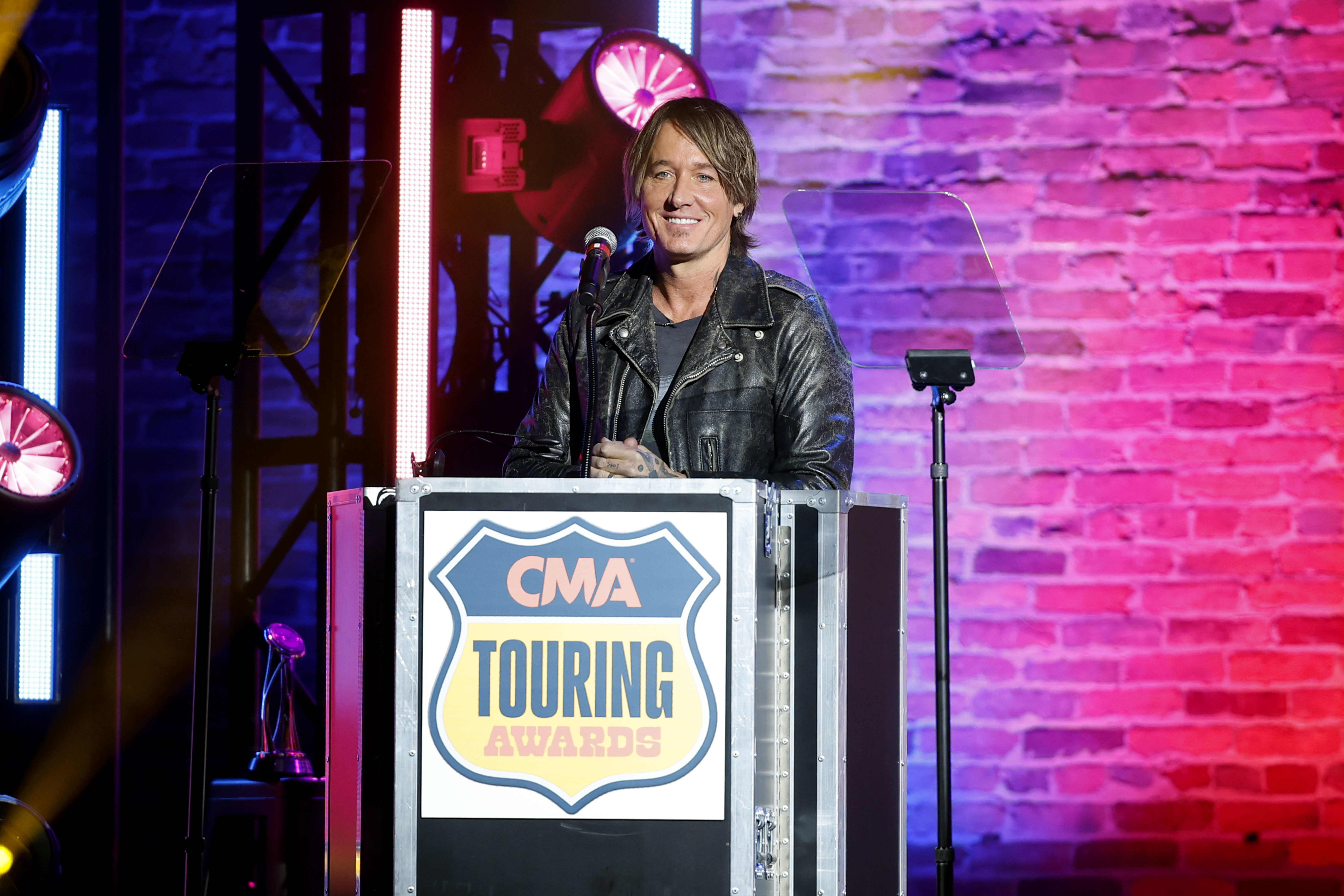 NASHVILLE, TENNESSEE - FEBRUARY 12: Keith Urban speaks during the 2023 CMA Touring Awards at Marathon Music Works on February 12, 2024 in Nashville, Tennessee.