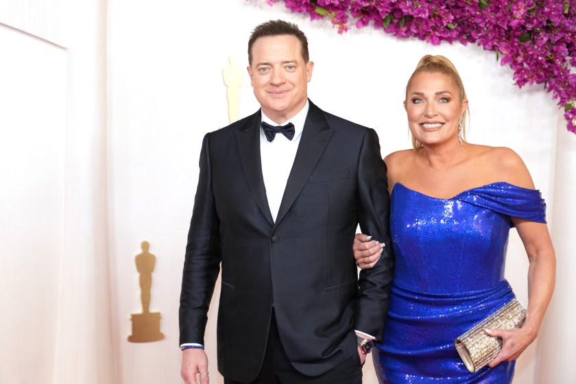 HOLLYWOOD, CALIFORNIA - MARCH 10: Brendan Fraser and Jeanne Moore attend the 96th Annual Academy Awards at Dolby Theatre on March 10, 2024 in Hollywood, California.