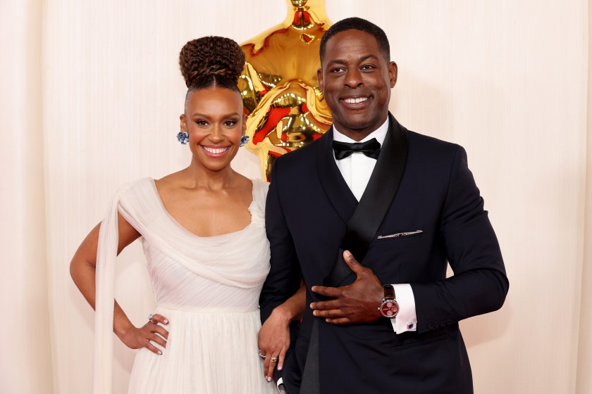 HOLLYWOOD, CALIFORNIA - MARCH 10: (L-R) Ryan Michelle Bathe and Sterling K. Brown attend the 96th Annual Academy Awards on March 10, 2024 in Hollywood, California.