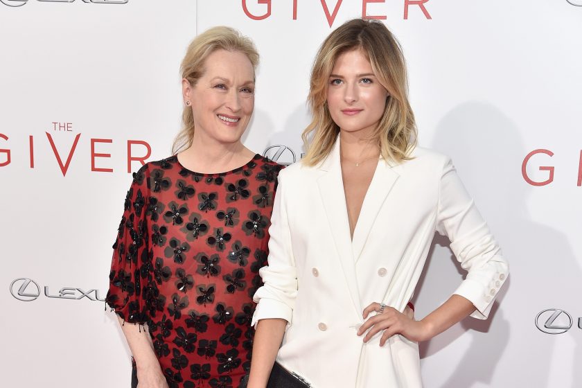 NEW YORK, NY - AUGUST 11: Actress Meryl Streep (L) and Louisa Gummer attend "The Giver" premiere at Ziegfeld Theater on August 11, 2014 in New York City.