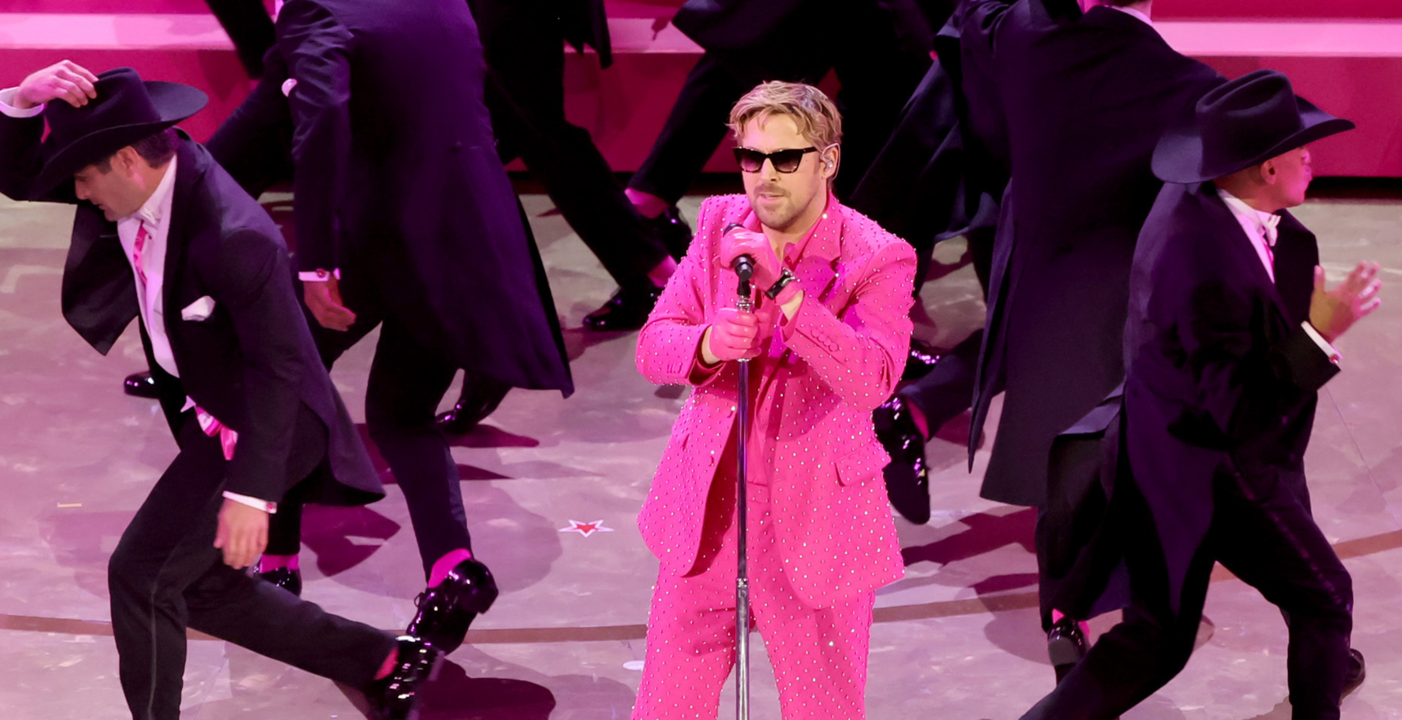 Ryan Gosling performs 'I'm Just Ken' from "Barbie" onstage during the 96th Annual Academy Awards at Dolby Theatre on March 10, 2024 in Hollywood, California.
