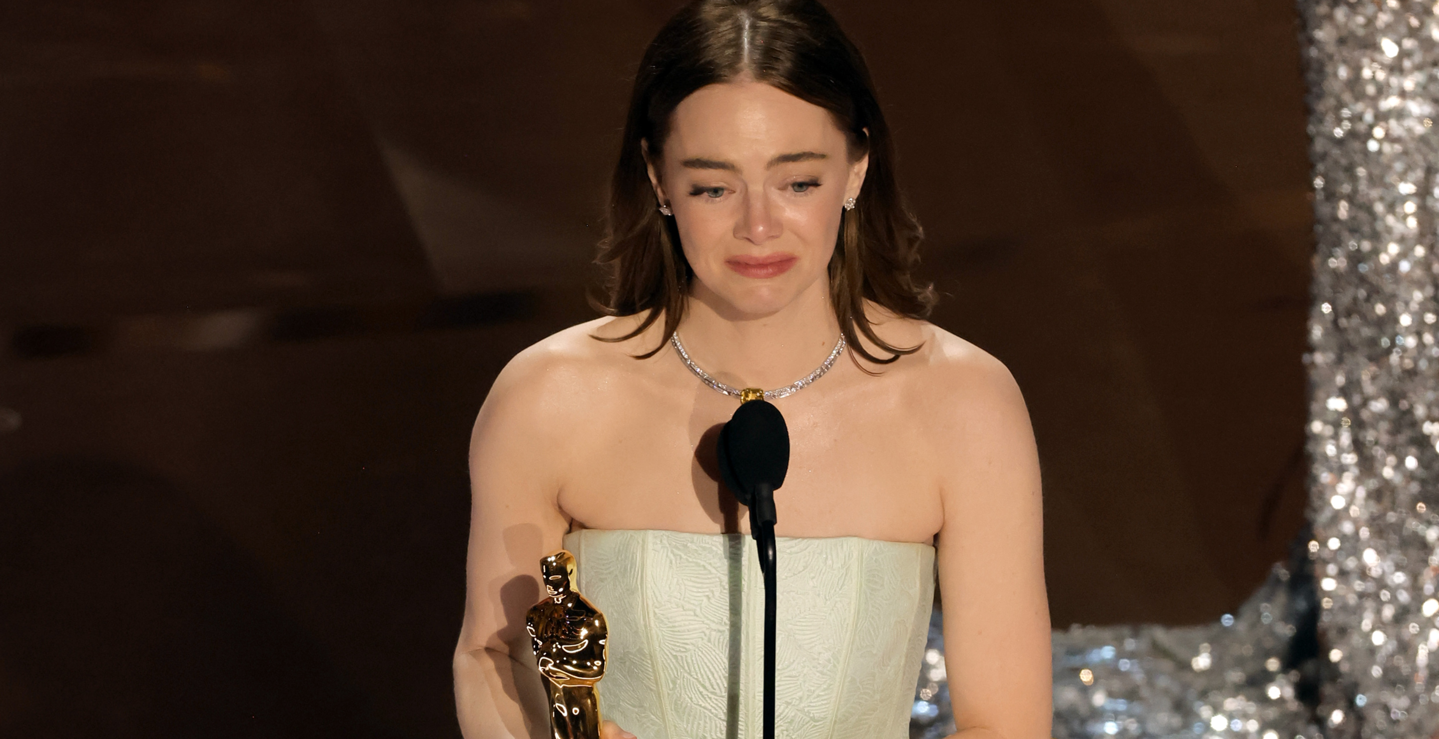 Emma Stone accepts the Lead Actress award for "Poor Things" onstage during the 96th Annual Academy Awards at Dolby Theatre on March 10, 2024 in Hollywood, California.