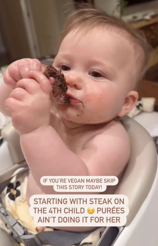Hilary Duff feeds 7-month old steak