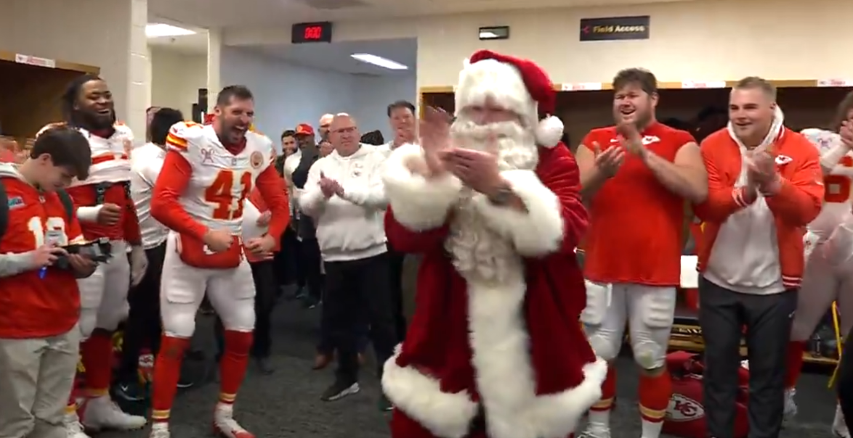 andy reid dresses as santa claus following chiefs christmas win
