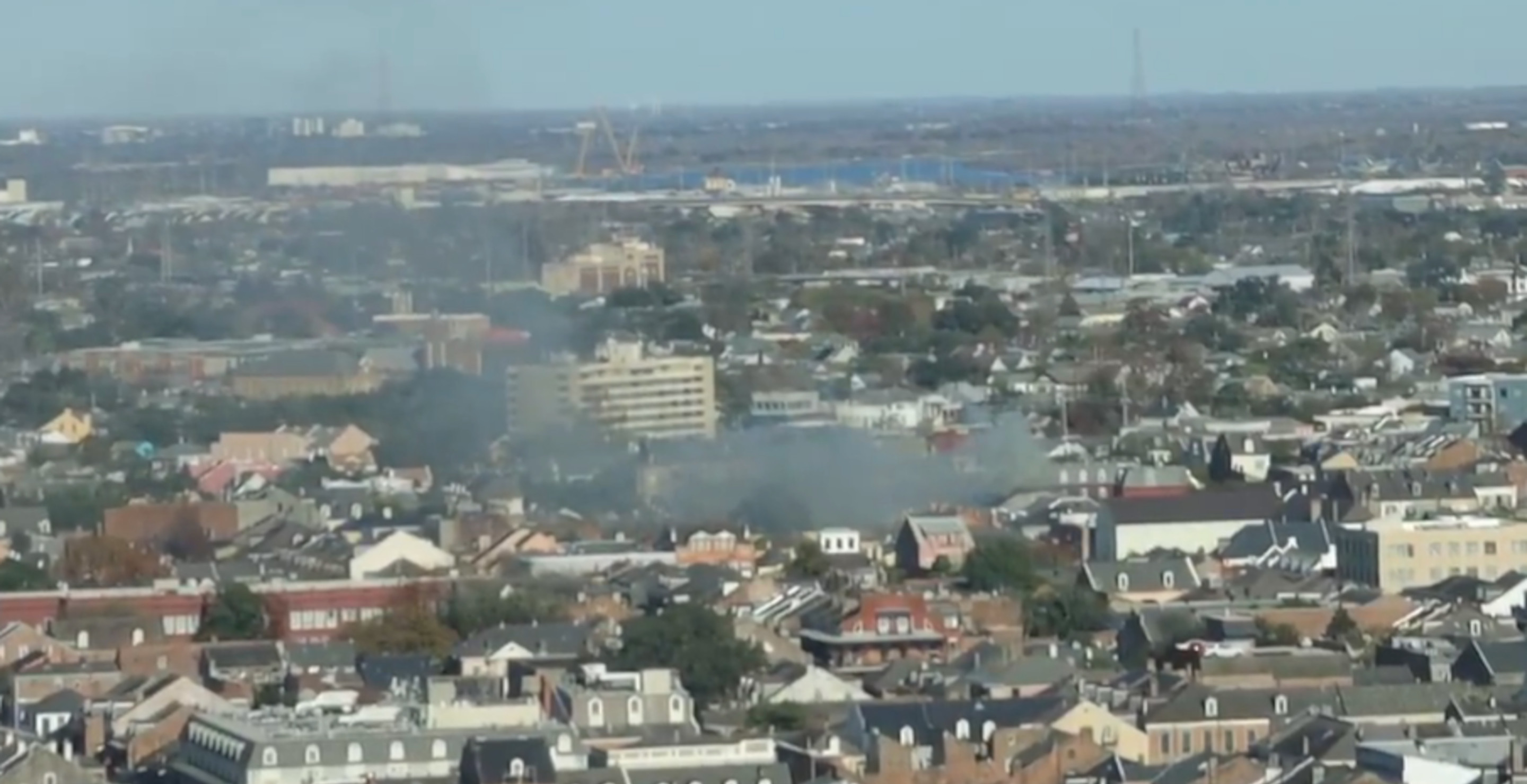 Smoke Visible Over The French Quarter In New Orleans Day After Bourbon Street Attack