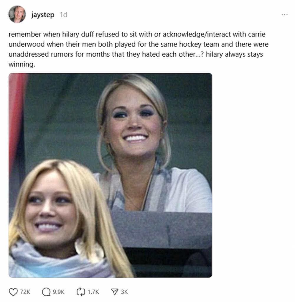 Rumored Feud Between Carrie Underwood And Hilary Duff Resurfaces Amid Inauguration Drama - Threads post