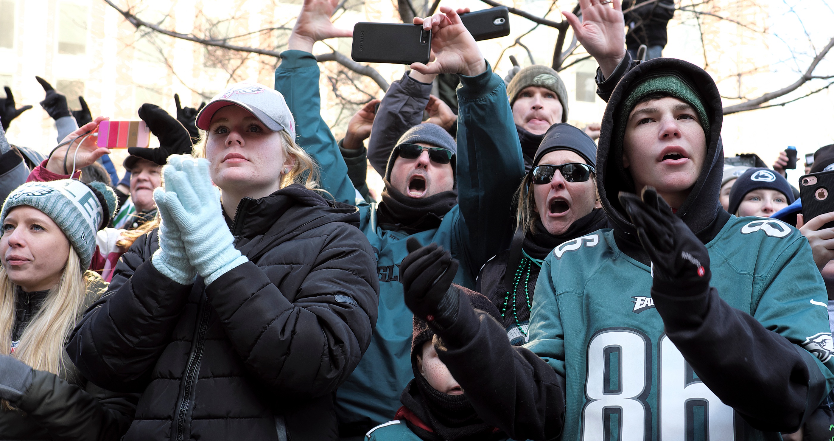 someone fires gun in middle of a crowd after Eagles win