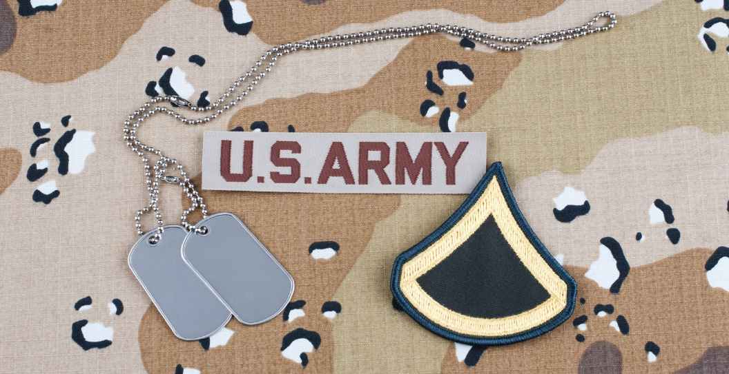 U.S. Army Soldier Rank Patch And Dog Tags