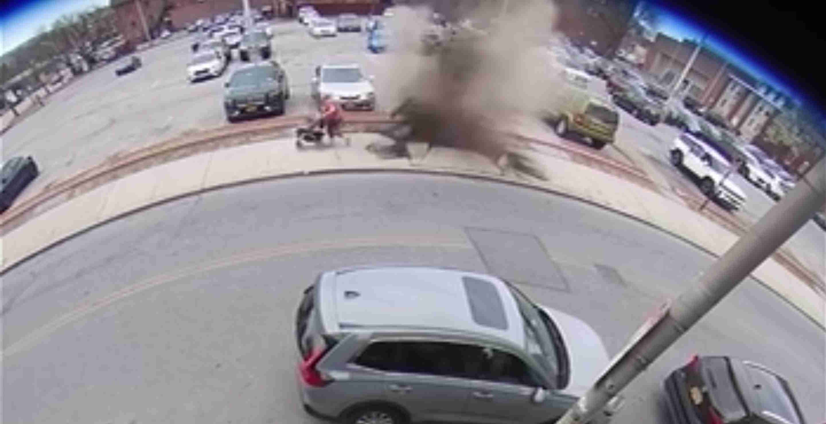 Manhole Cover Barely Avoids Woman And Two Kids