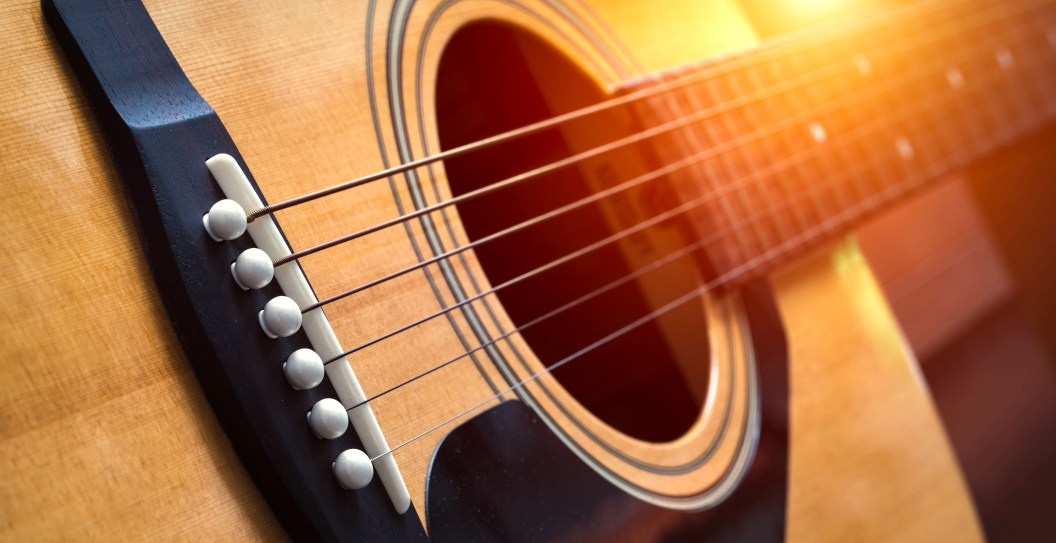 detail of classic guitar with shallow depth of field