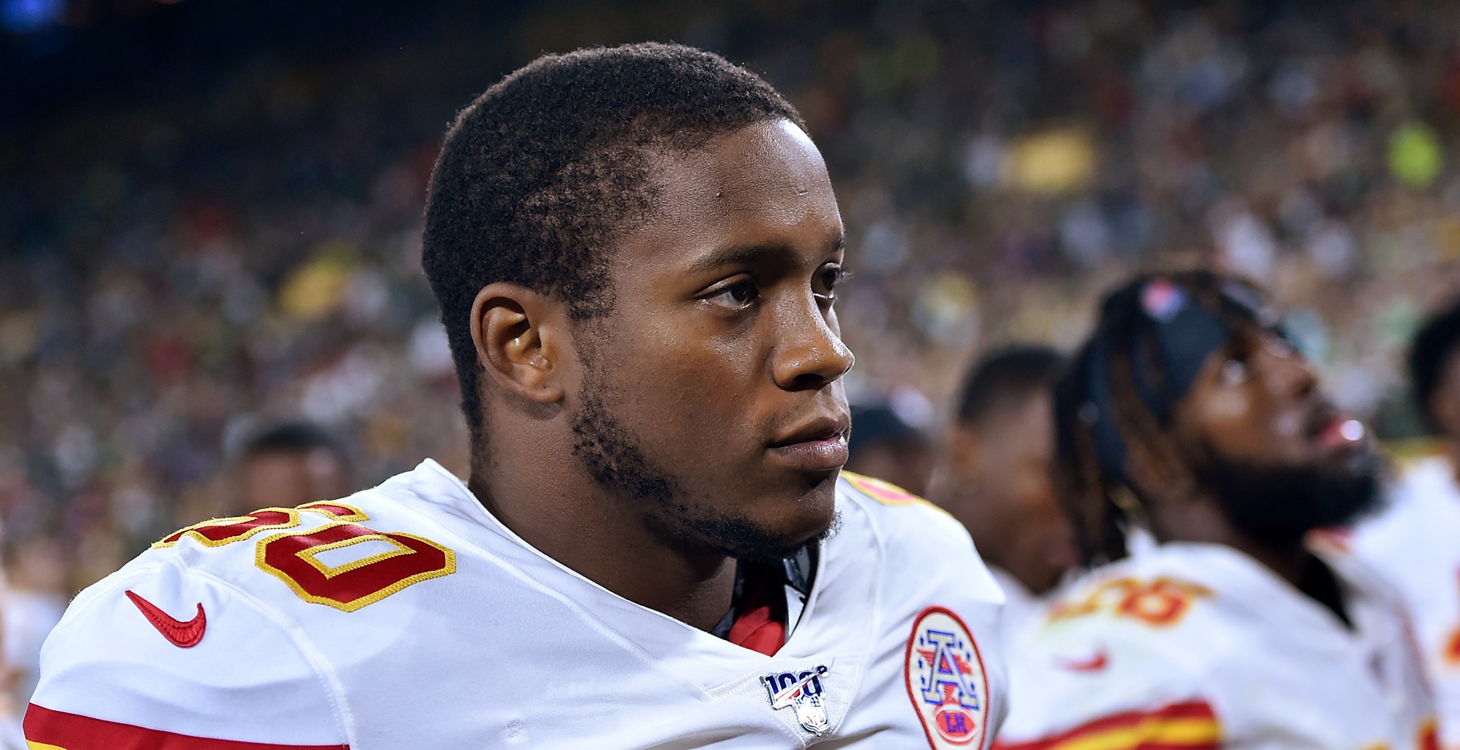 GREEN BAY, WISCONSIN - AUGUST 29: Darron Lee #50 of the Kansas City Chiefs looks on during a preseason game against the Green Bay Packers at Lambeau Field on August 29, 2019 in Green Bay, Wisconsin. (Photo by Quinn Harris/Getty Images)