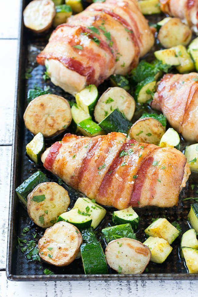 sheet pan- bacon-wrapped-stuffed-chicken-breast
