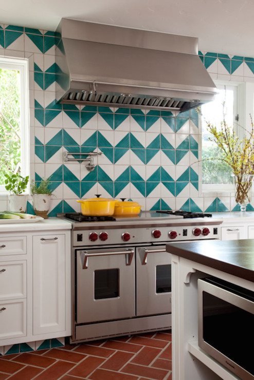 turquoise chevron tile