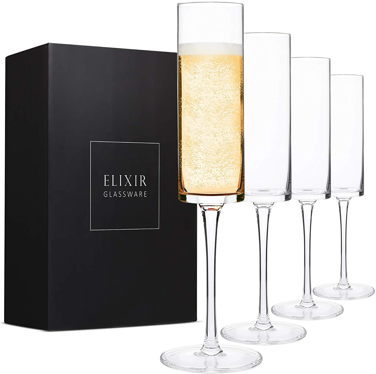 Champagne Flutes, Edge Champagne Glass Set of 4