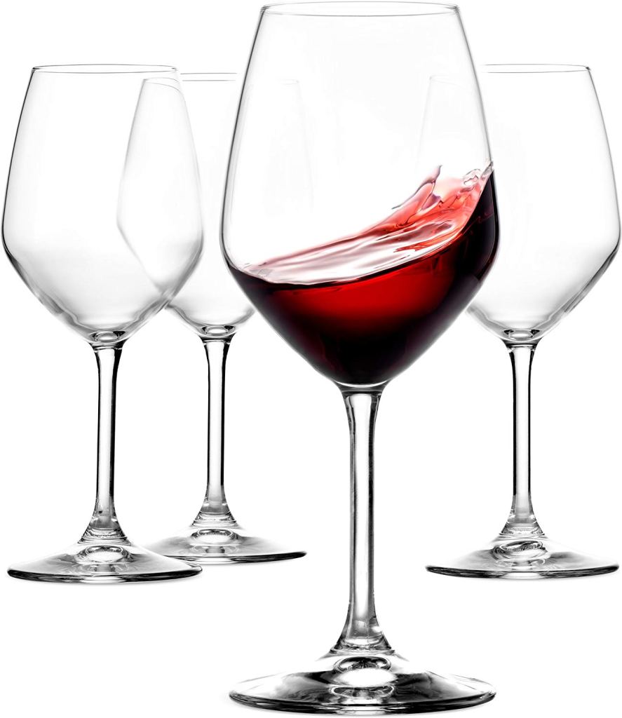 Paksh Novelty Italian Red Wine Glasses - 18 Ounce - Lead Free - Wine Glass Set of 4, Clear