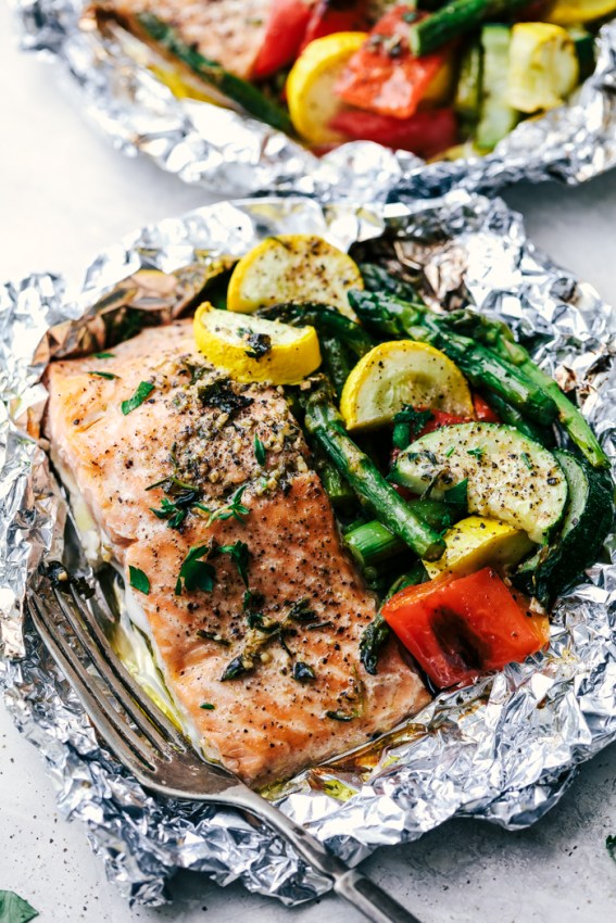 20. Garlic Butter Herb Salmon Foil Packets