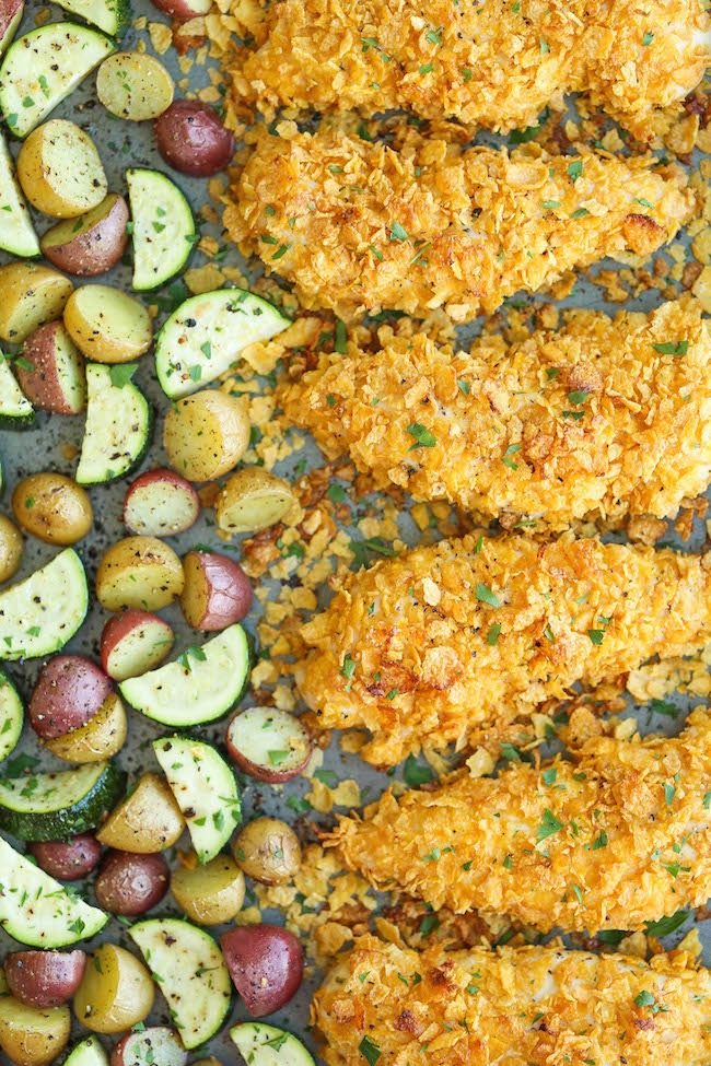 one-pan-dinners-baked-ranch-chicken-tenders-veggies