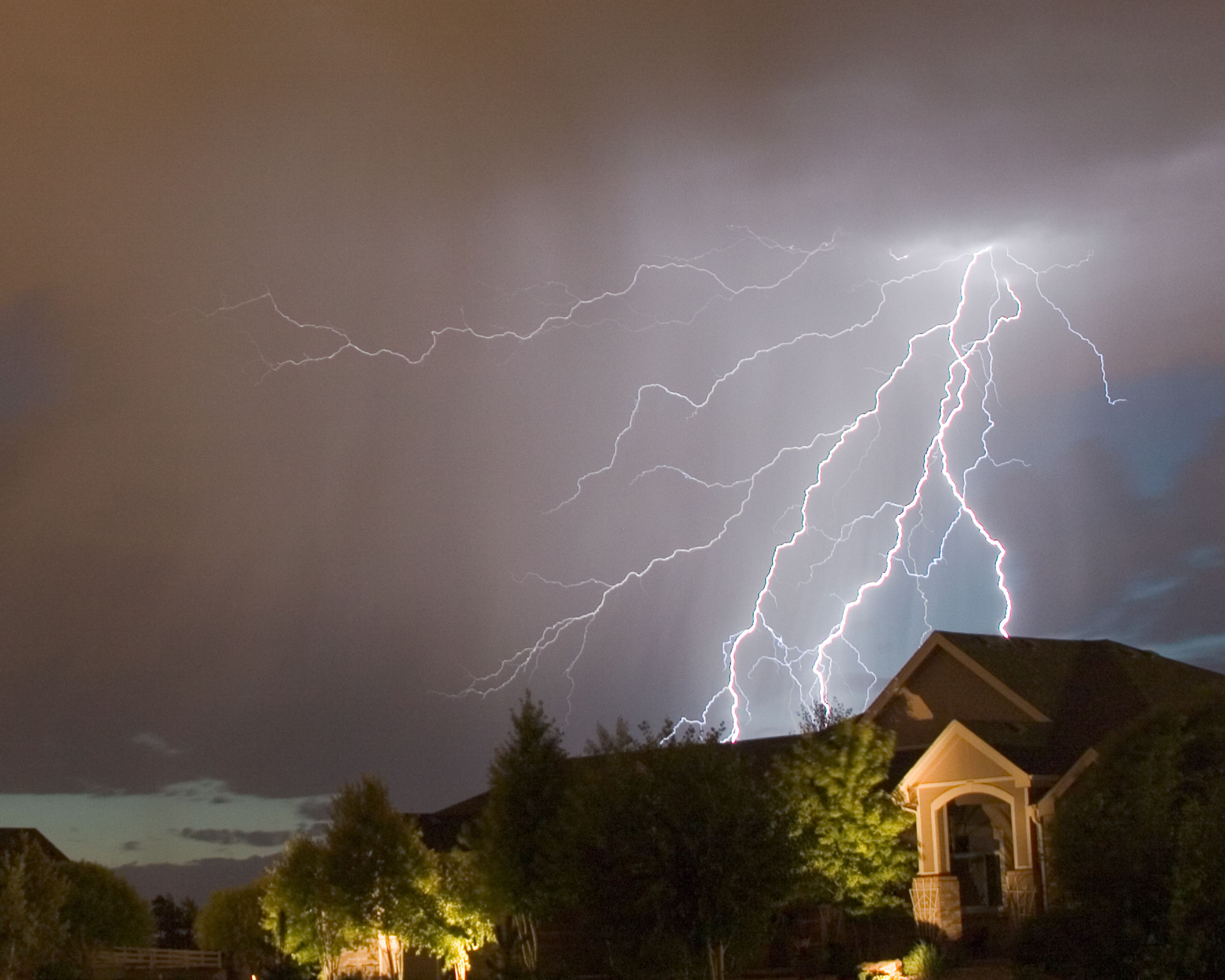 shower in a thunderstorm