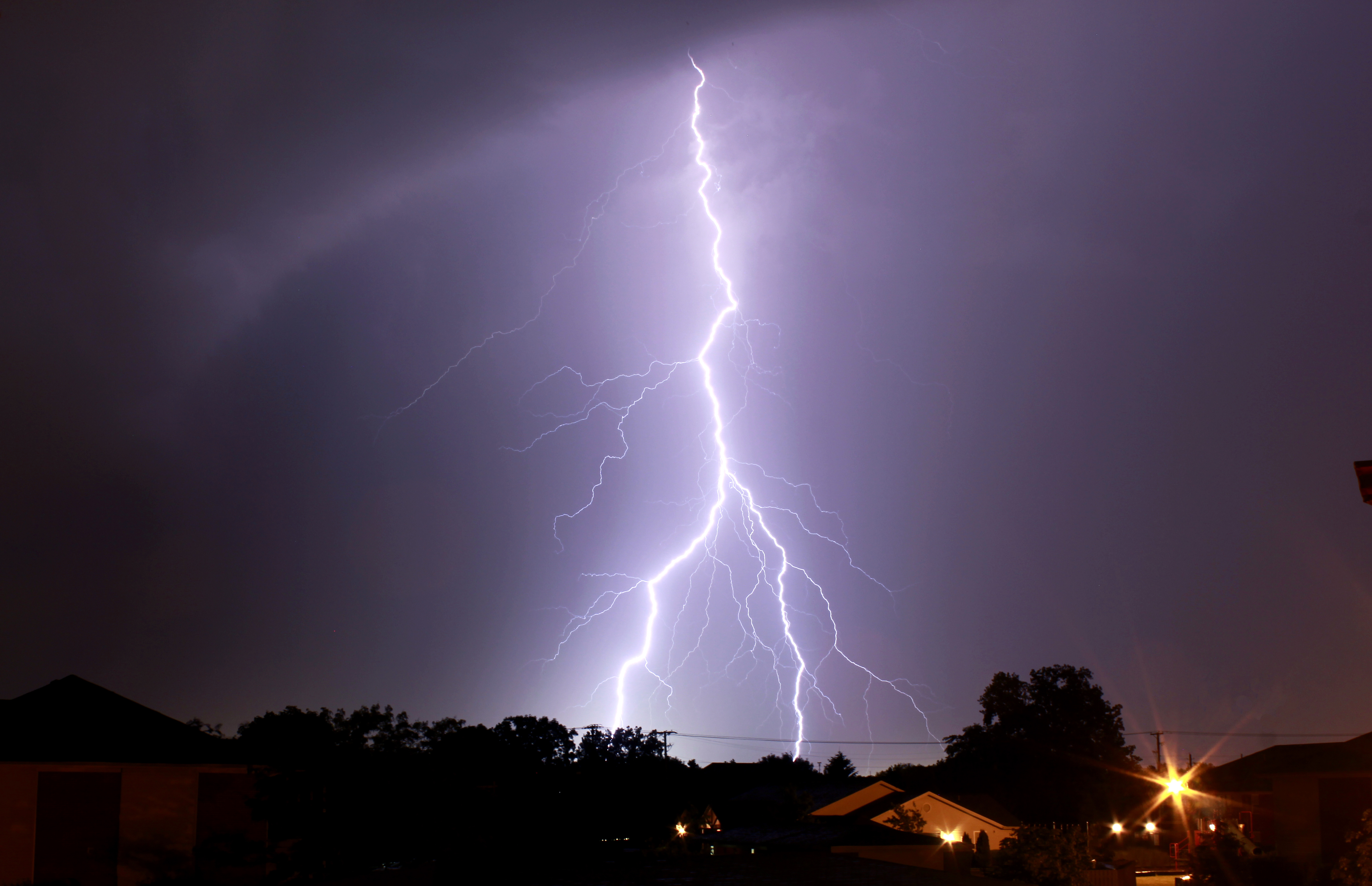shower in a thunderstorm
