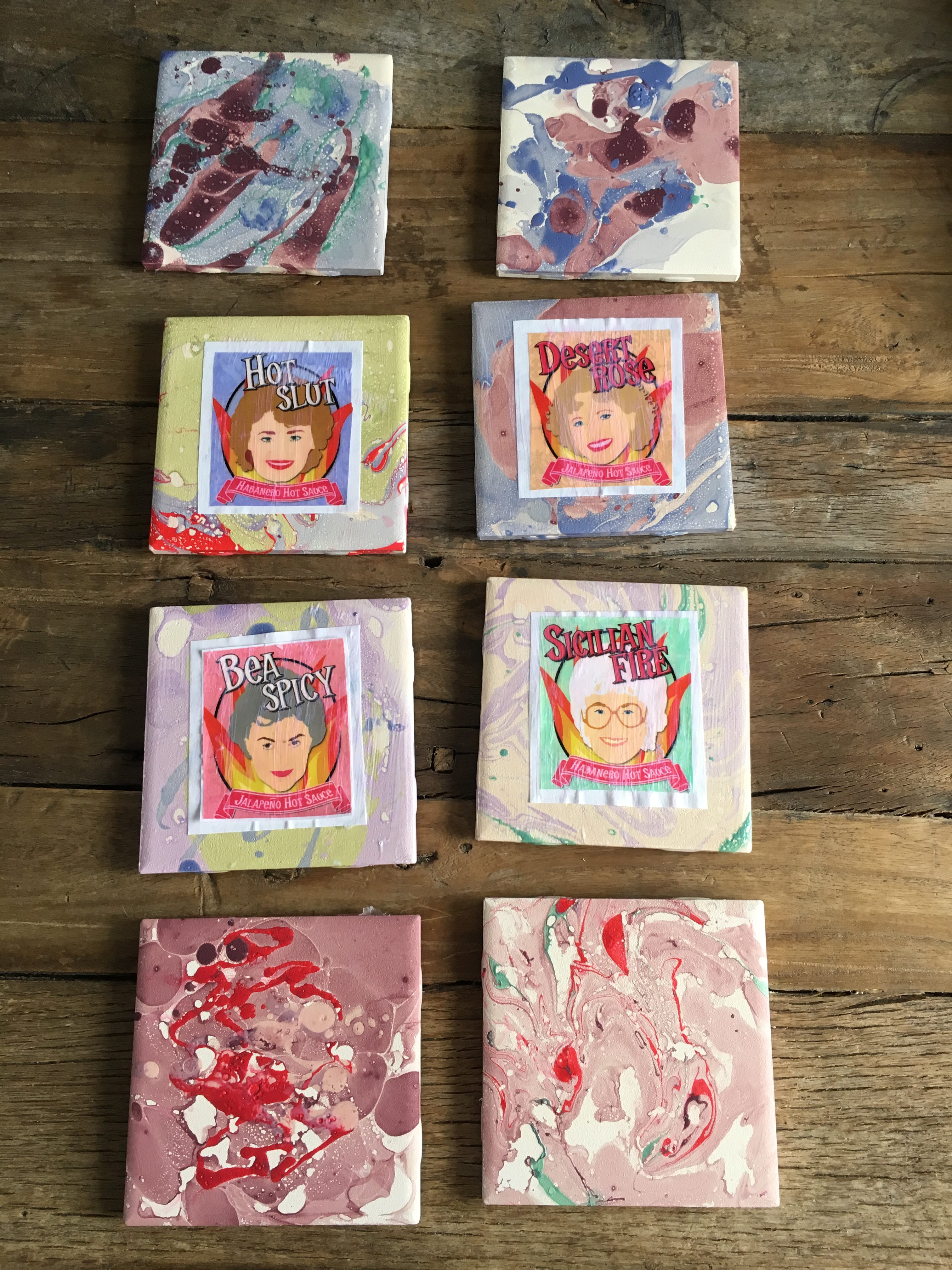 DIY marbled coasters