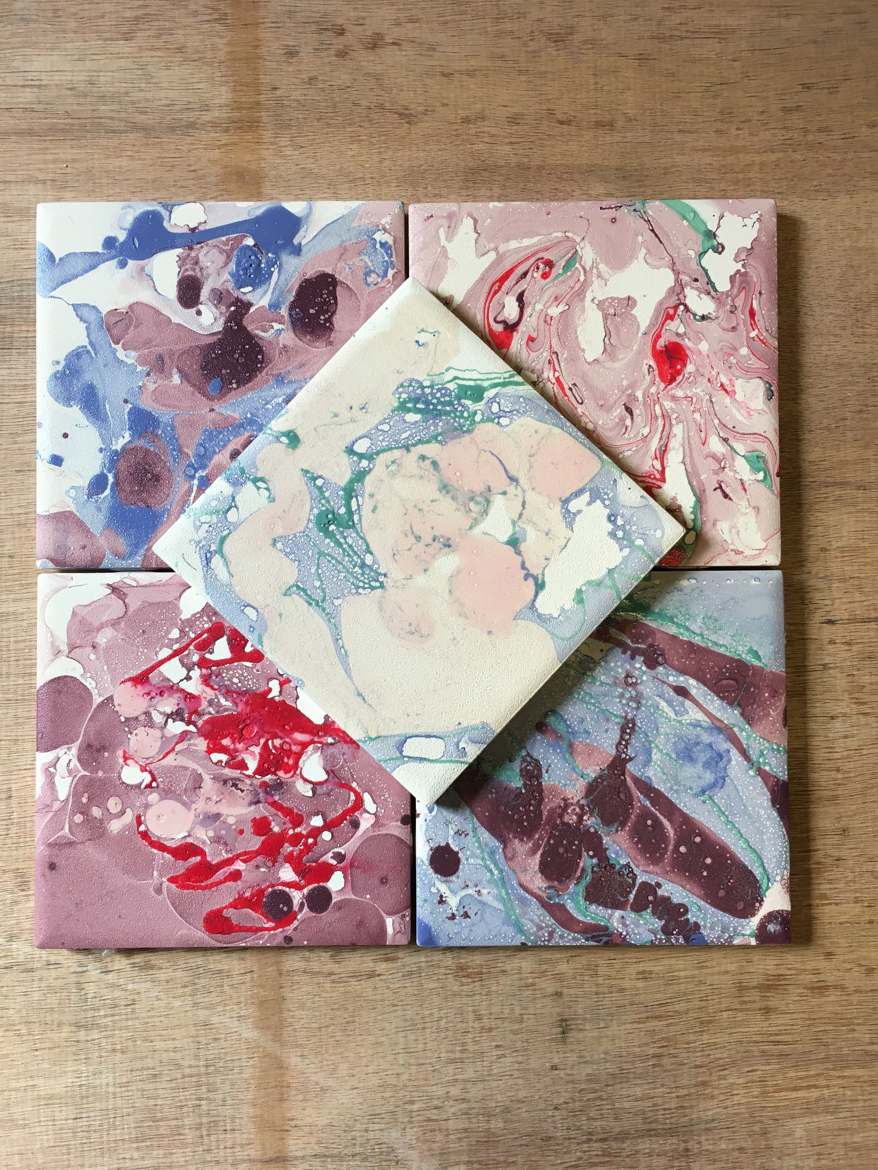 DIY marbled coasters