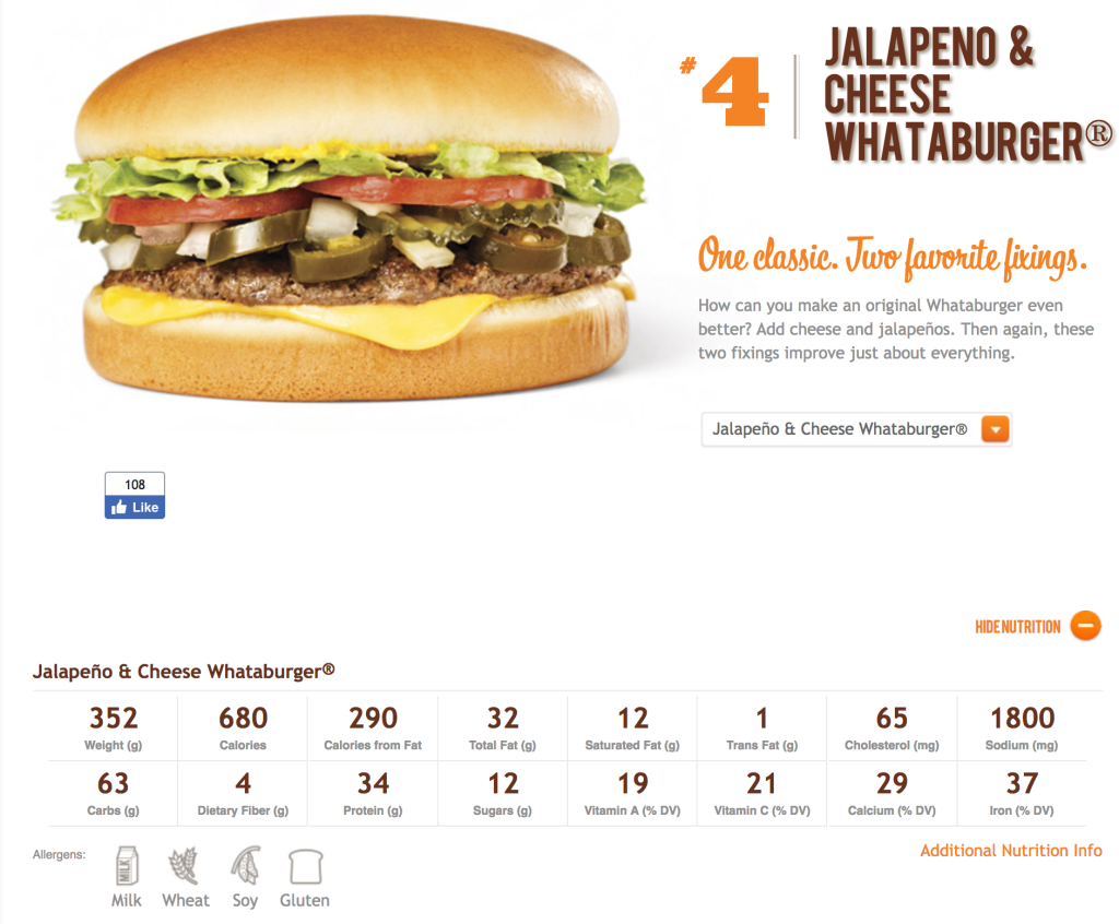 Whataburger nutrition 