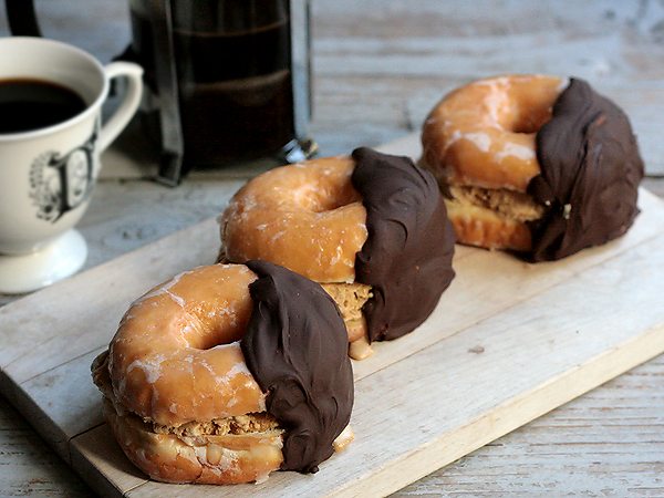 ice cream doughnut sandwiches
