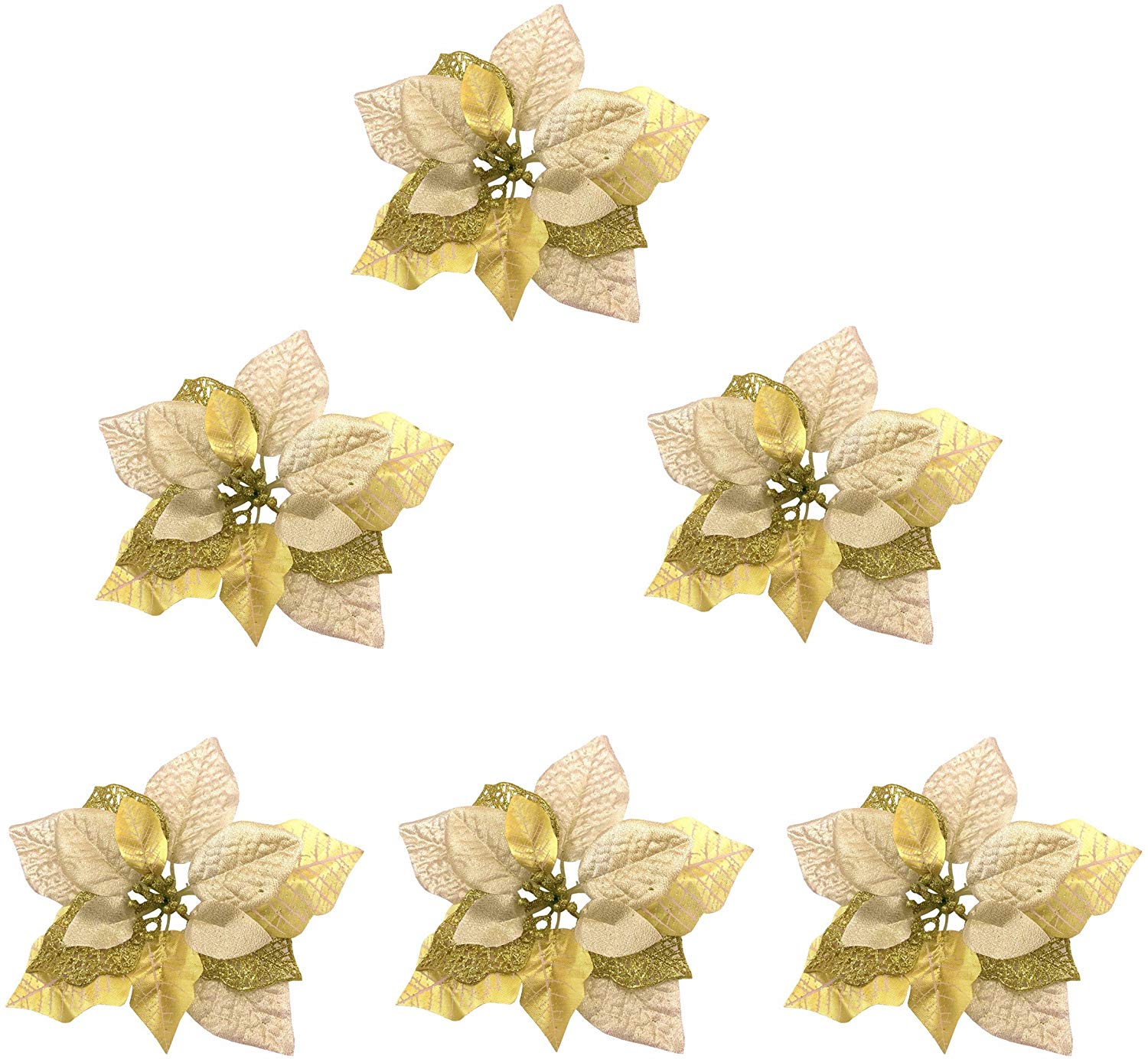 6 Glitter Artificial Wedding Christmas Flowers
