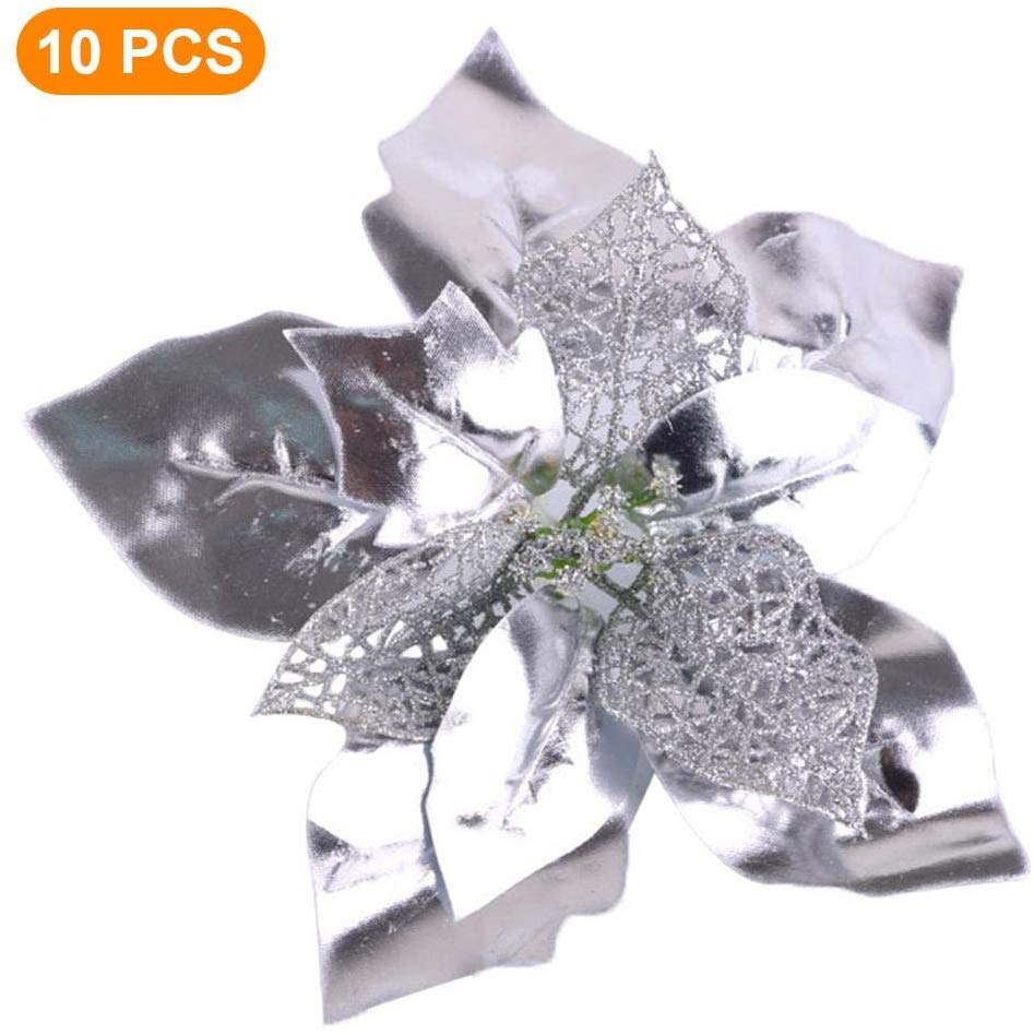 Glitter Artificial Poinsettia