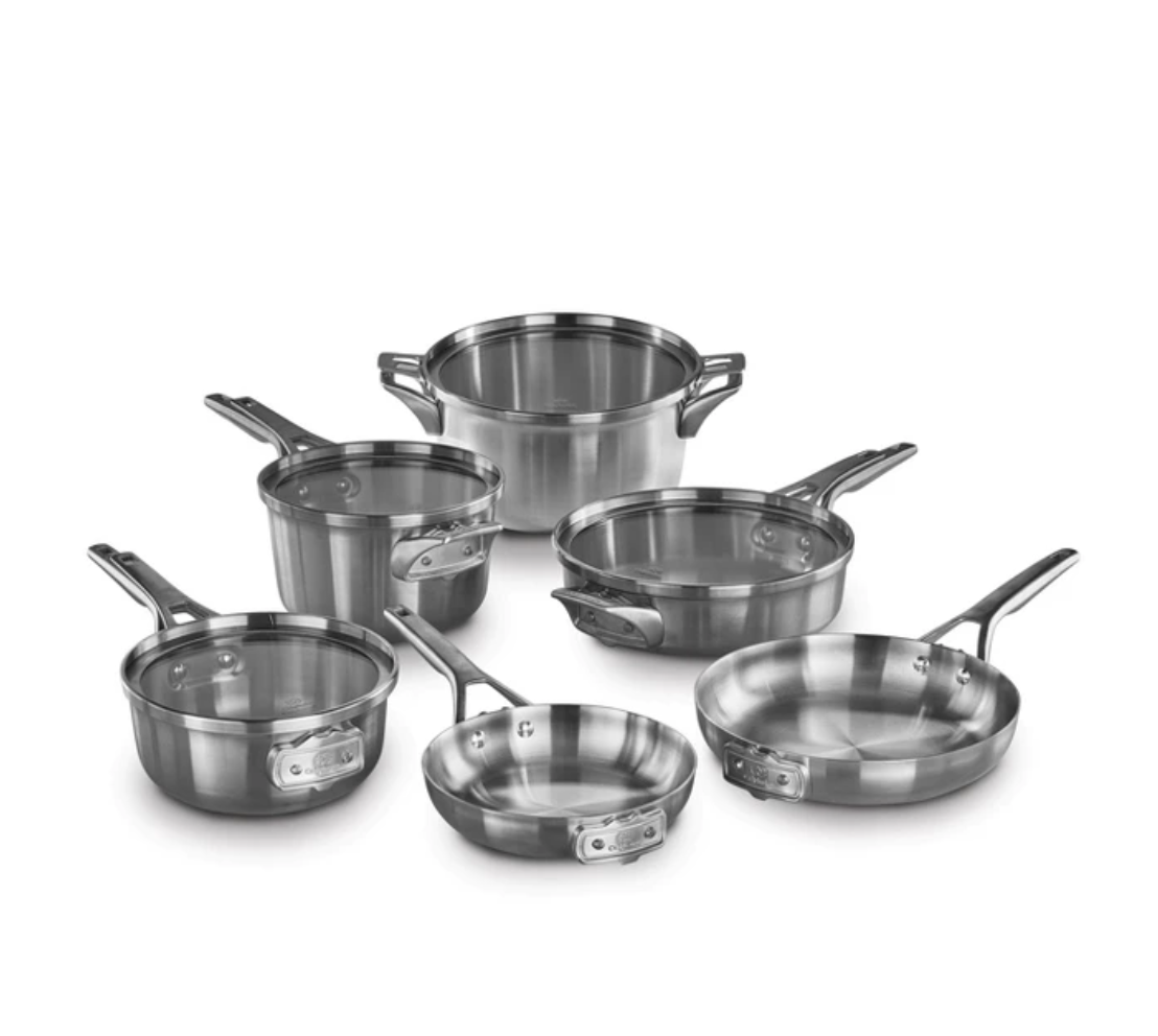 Calphalon Premier 10pc Stainless Steel Space Saving Cookware Set