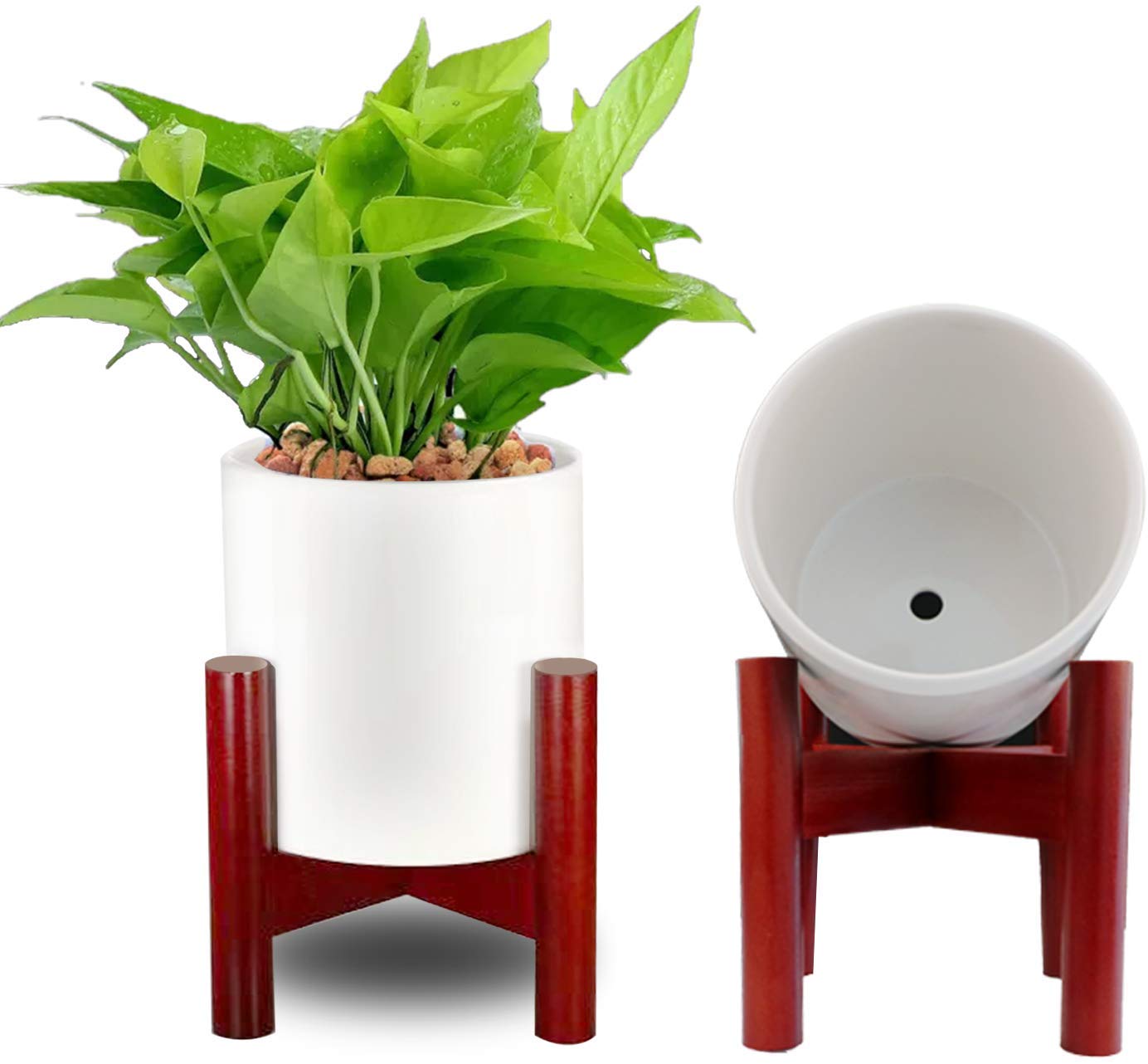 Succulent Planter Pots with Drinage with Wooden Holder