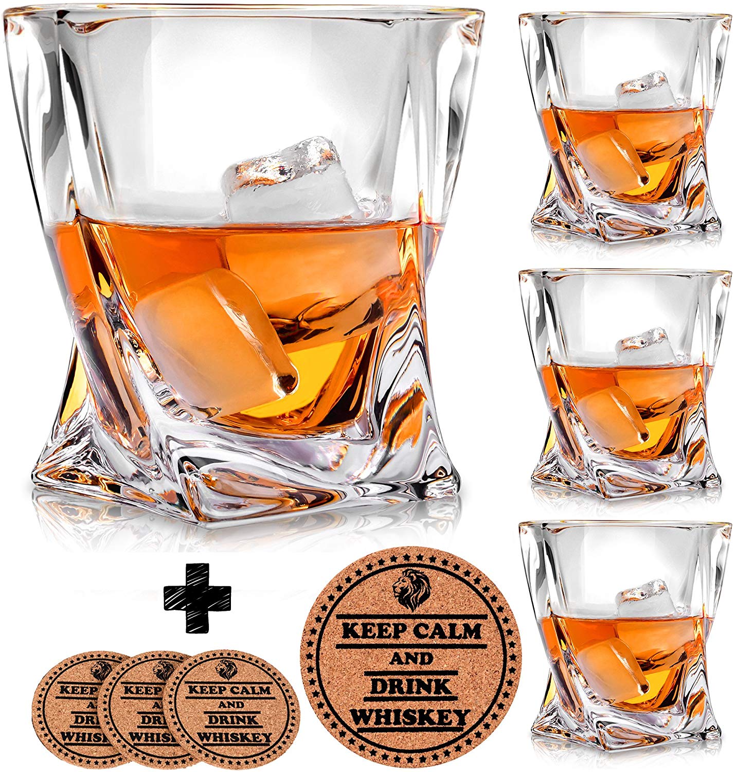 Twist Whiskey Glasses - Set of 4