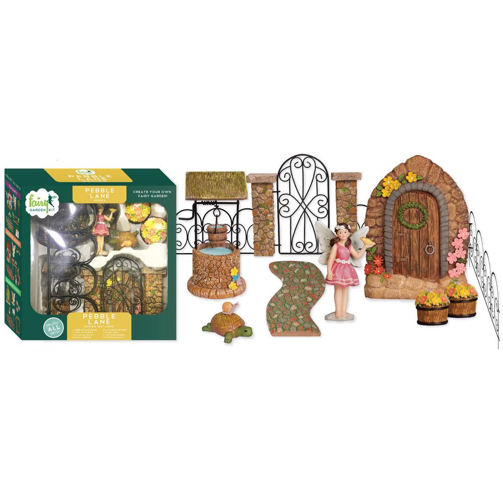 Pebble Lane Polyresin Fairy Garden Kit (11-Piece)