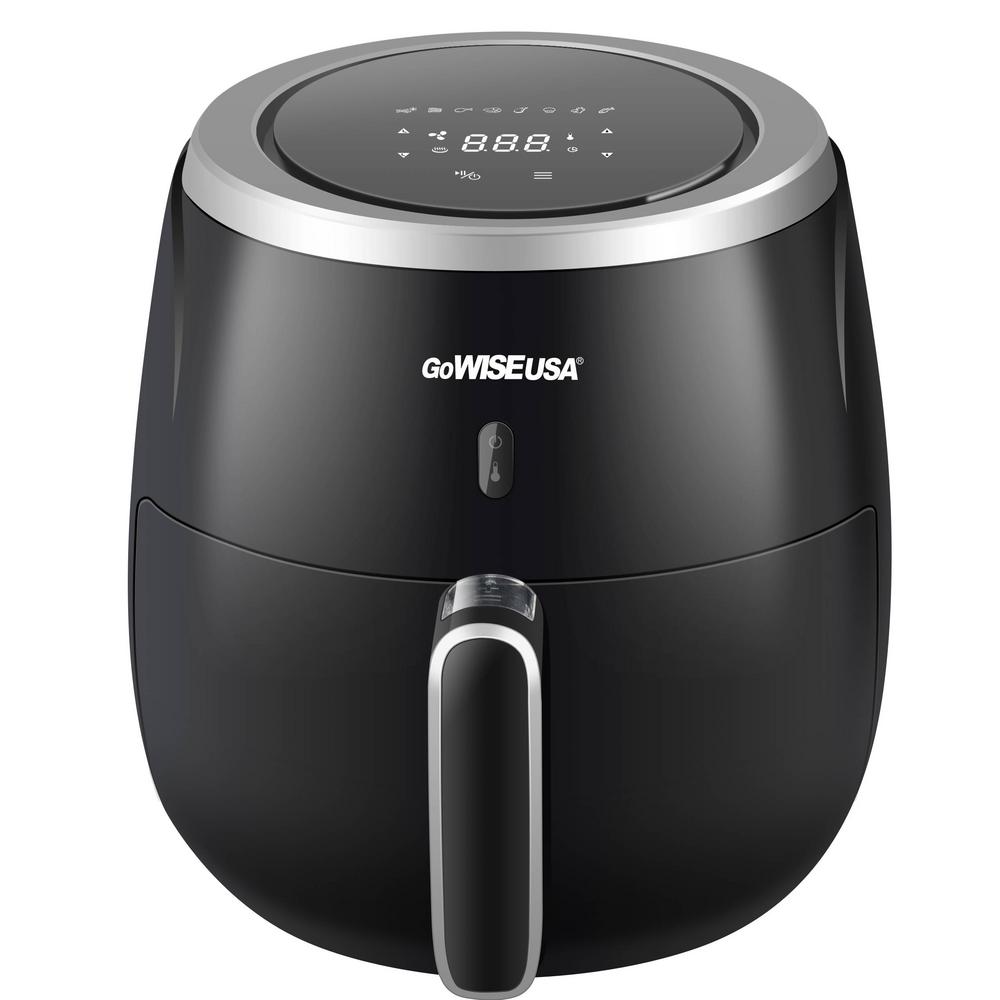 5.3 Qt. 8-in-1 Black Air Fryer with 10-Piece Accessory Set and 50-Recipes Book