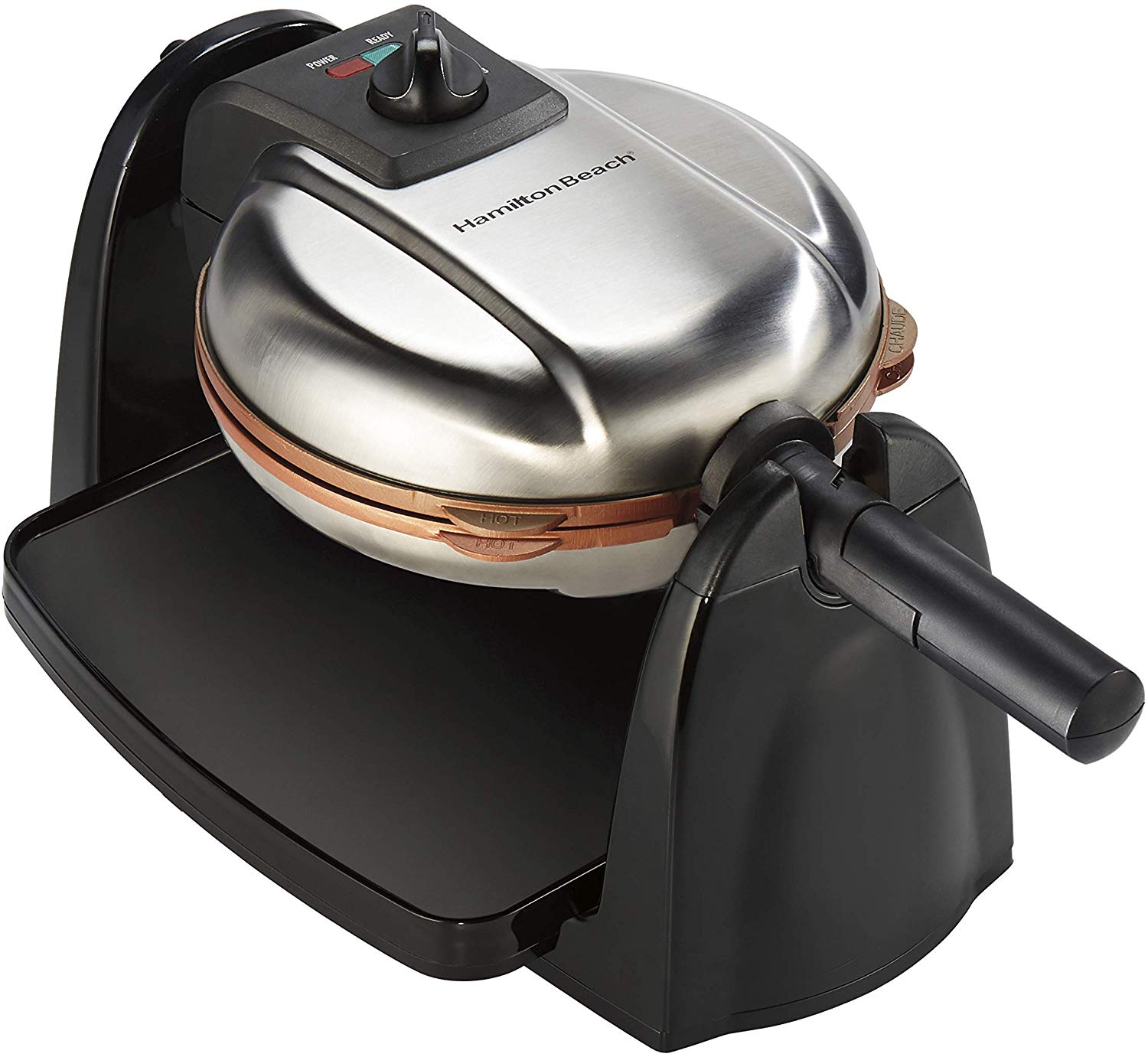 Hamilton Beach Flip Belgian Waffle Maker with Non-Stick Copper Ceramic Removable Plates
