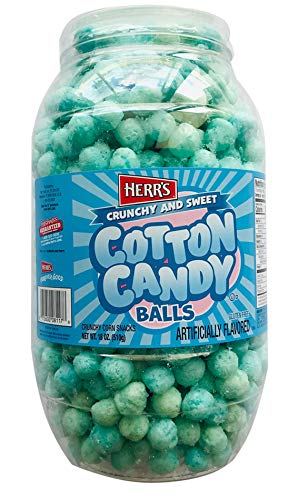 Herr's Cotton Candy Balls 18 Oz Large Barrels! Flavored Sweet And Crunchy Corn Snack!