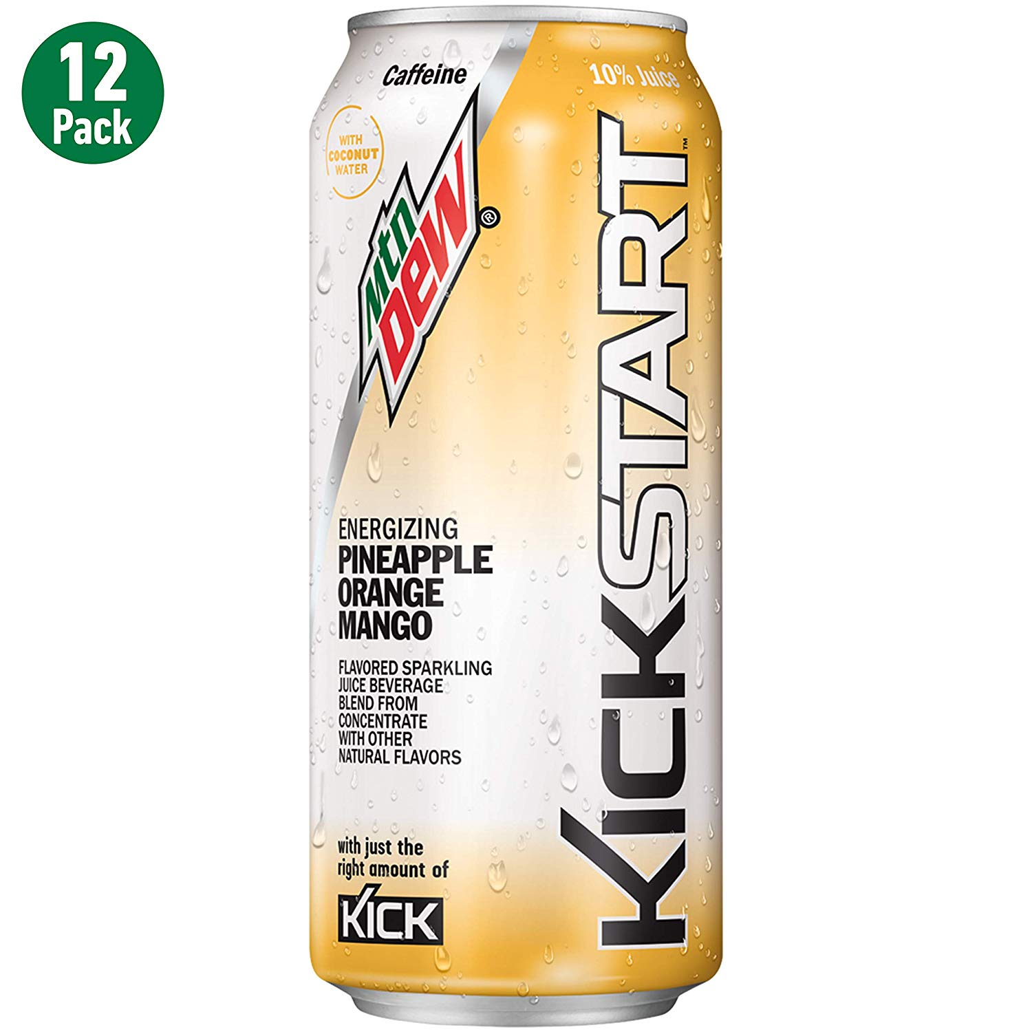 Mountain Dew Kickstart, Pineapple Orange Mango, 16 Fl Oz (12 Count)