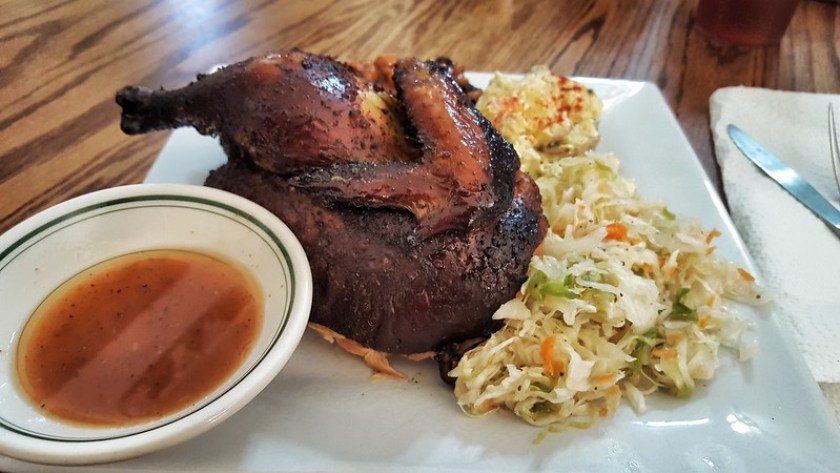 bbq plate with mustard sauce