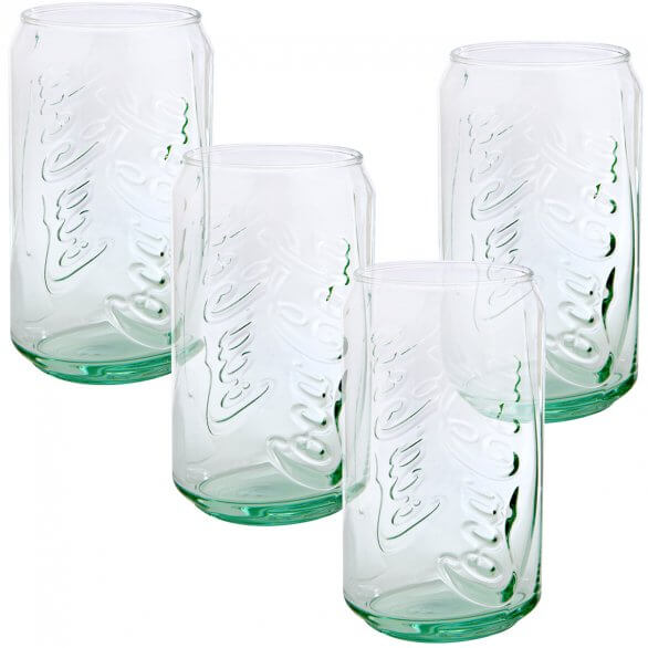 Coca-Cola Can Green Glass - Set of 4 11oz
