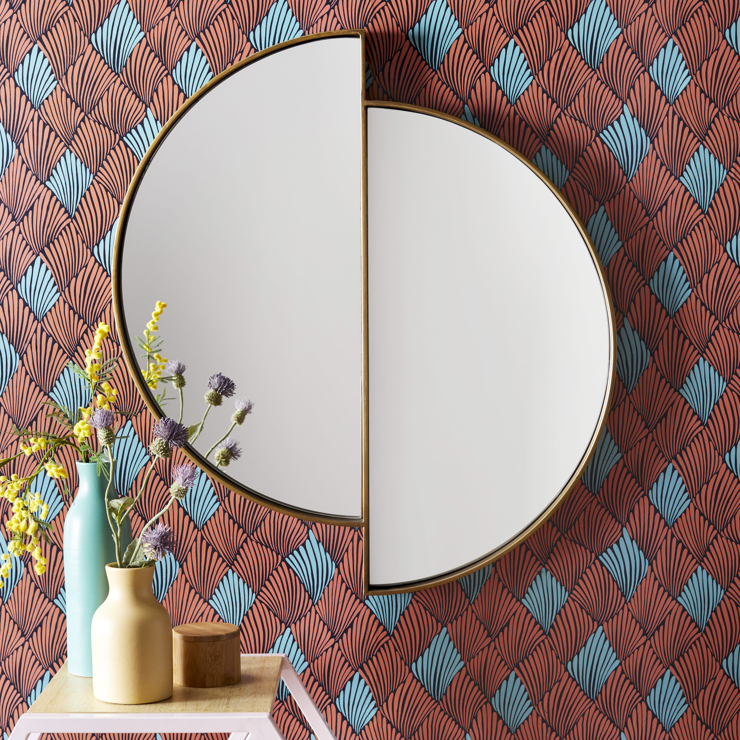 Lunar Reflecting Antique Brass Wall Mirror by Drew Barrymore Flower Home