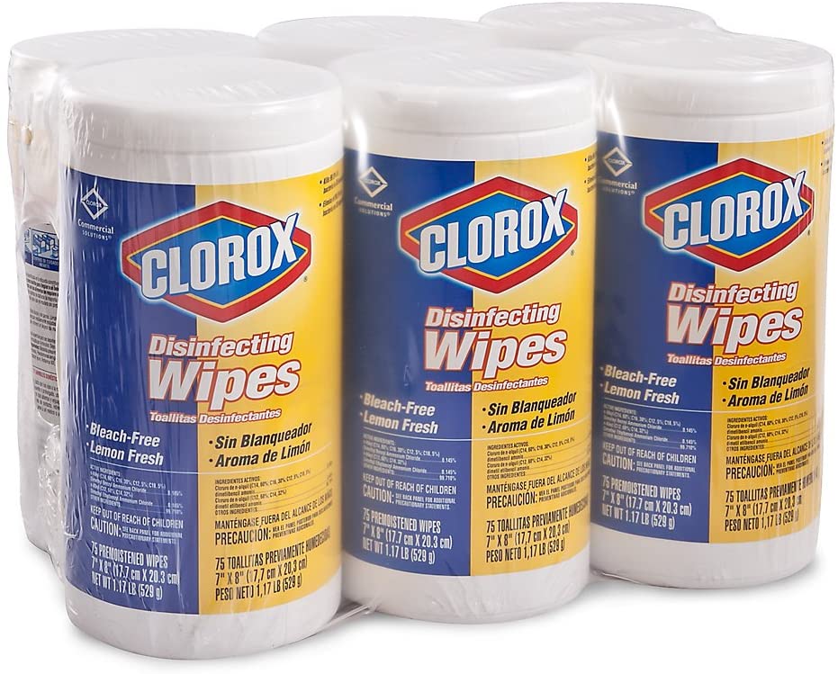 Clorox Disinfecting Wipes - Lemon Scent - Case of 6 Canisters
