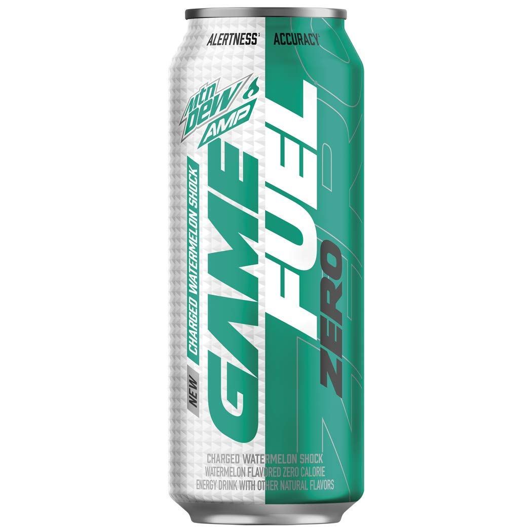 MTN DEW AMP GAME FUEL ZERO, Charged Watermelon Shock, 16 oz cans (12 Pack)