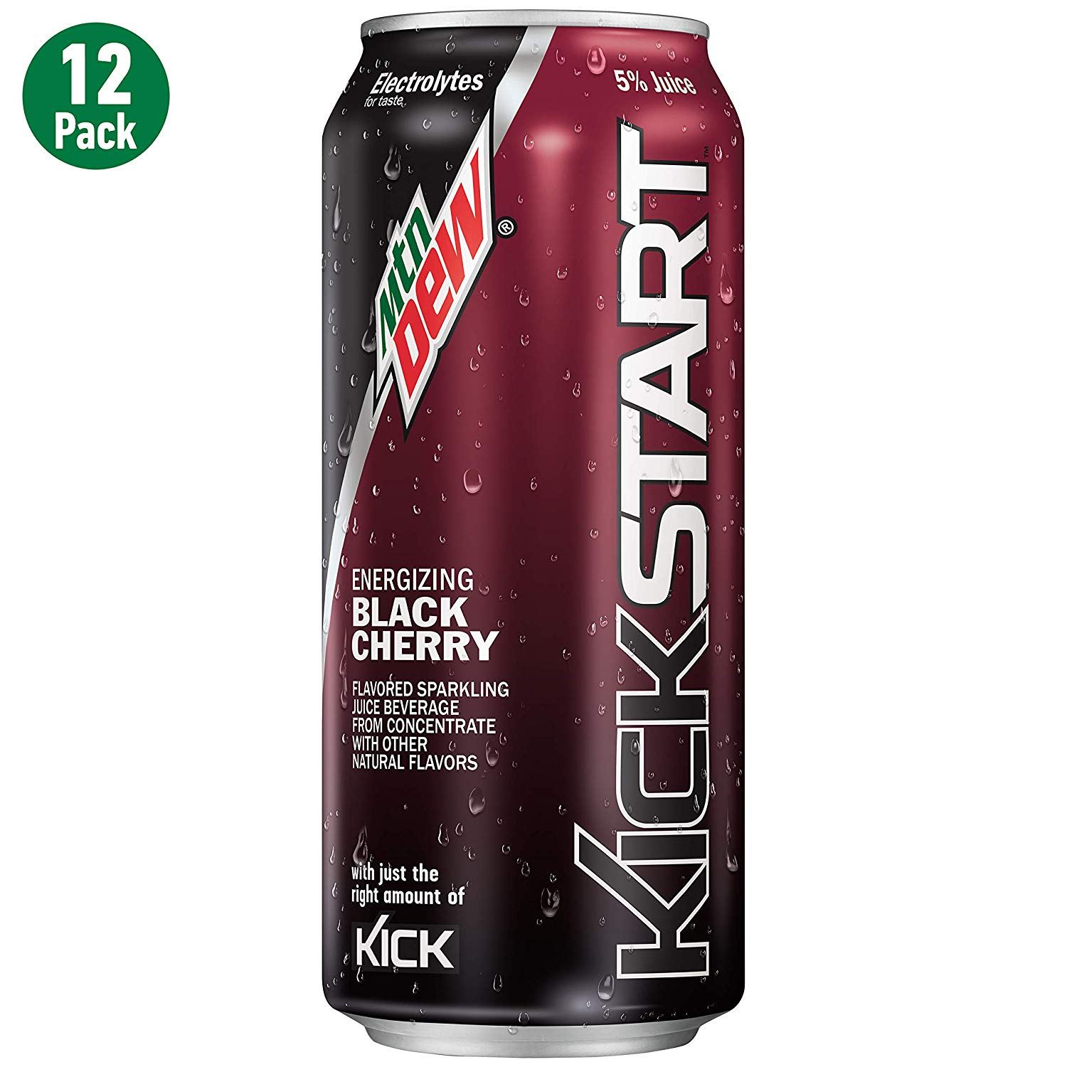 Mountain Dew Kickstart, Black Cherry, 16 Fl Oz (12 Count)